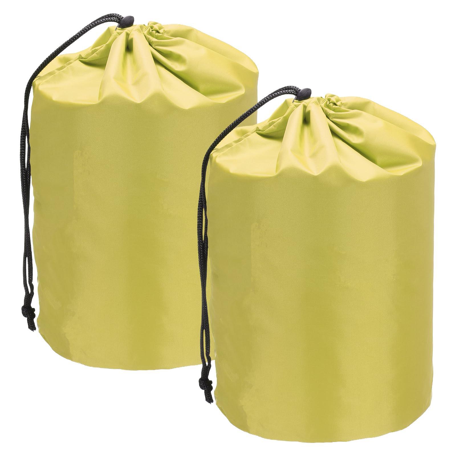 YELARXI Stuff Sack, Nylon Waterproof Storage Sacks Portable Drawstring Outdoor Products Ditty Bag Ultralight Dust Flap 4 x 8 Inch & 2Pcs & Yellow - Fit for (Camping/Traveling/Hiking)