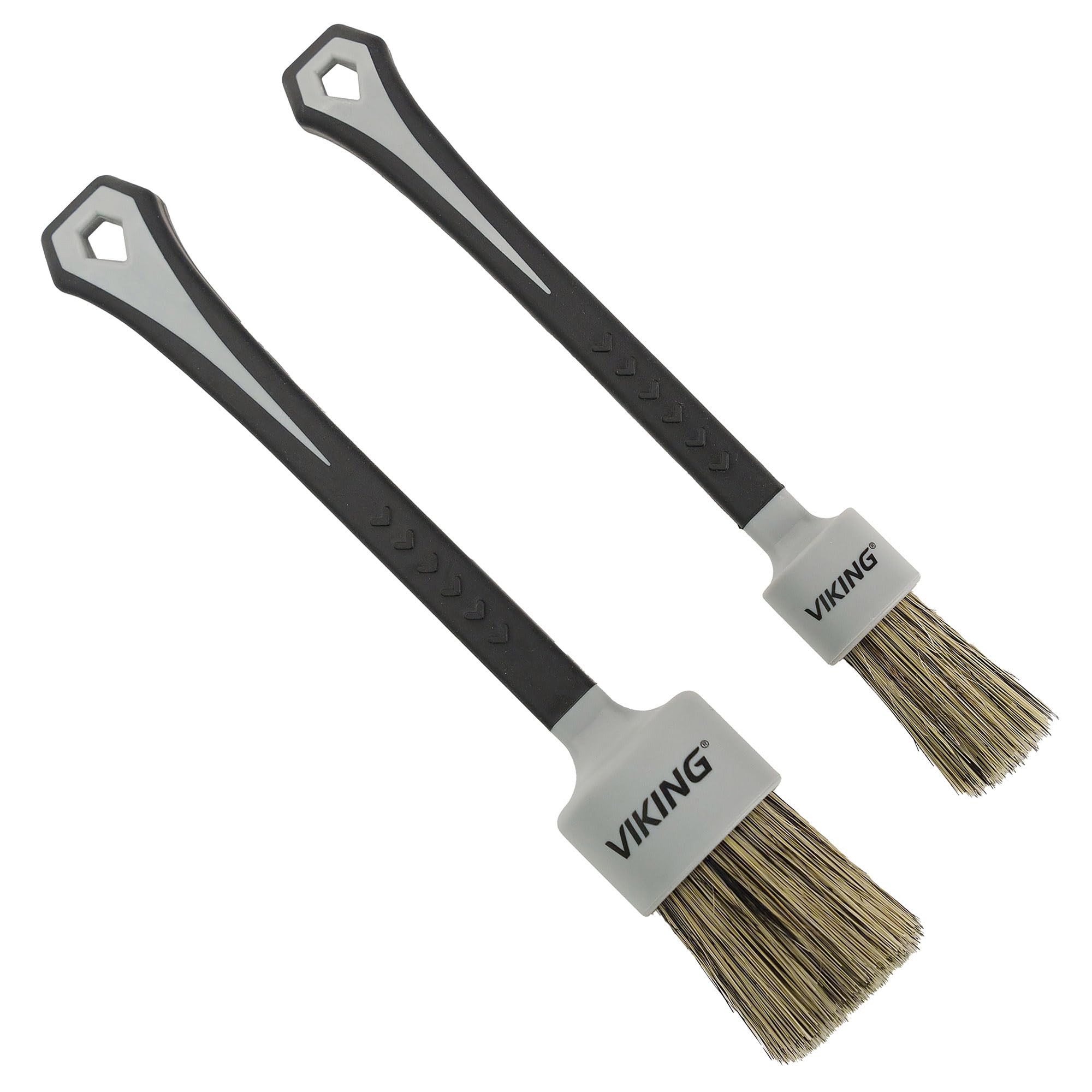 VIKING Lot de 2 brosses de nettoyage extérieures en poils de sanglier et poils synthétiques pour voiture, comprend 2 têtes de brosse de 2,5 cm et 3,8 cm de diamètre