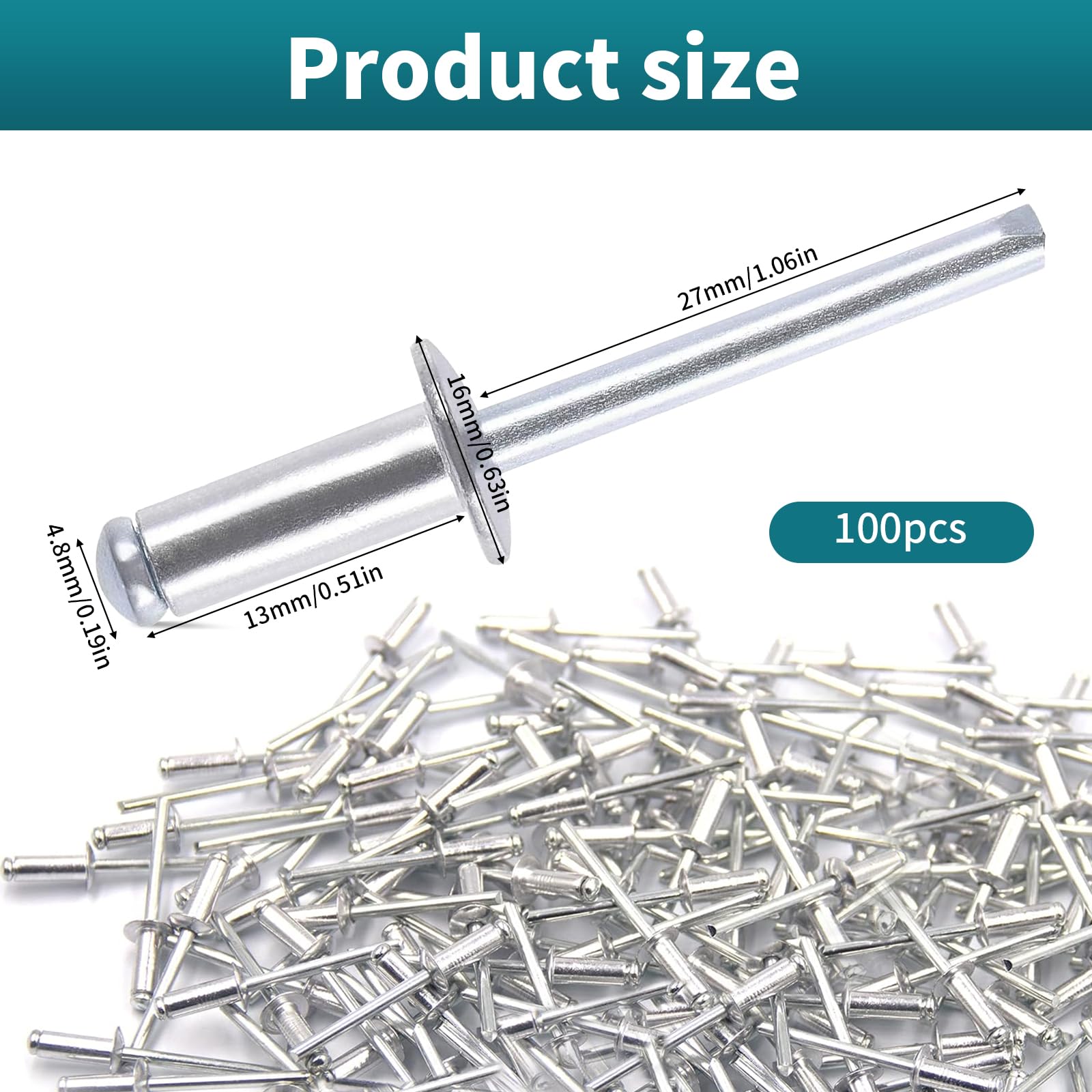6,4x10 Blindniete Alu/Stahl Flachkopf POPNIETE KB 2,0-5,0mm Menge nach Wahl