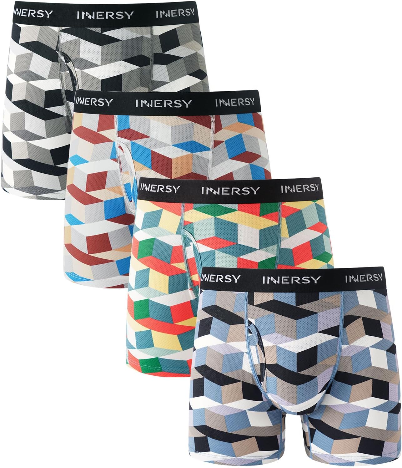 INNERSY Men's Breathable Mesh Boxer Briefs Cooling Moisture Wicking Underwear 4-Pack