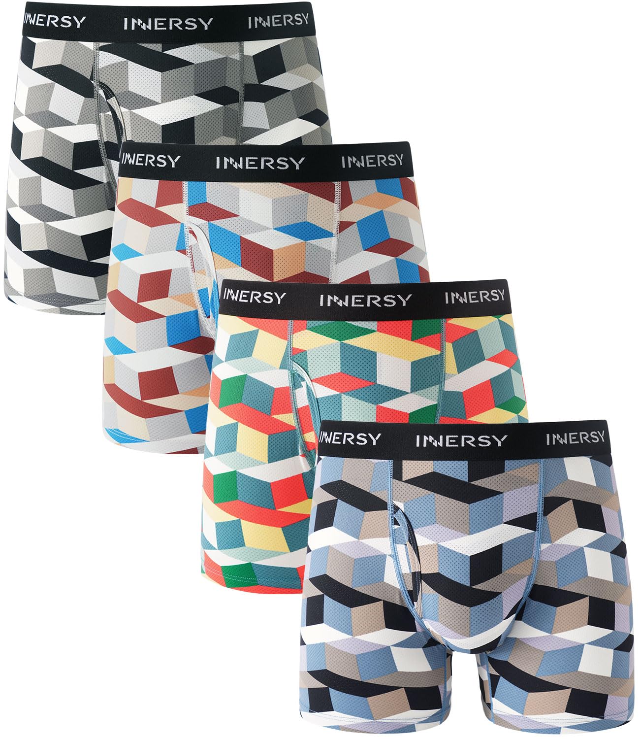 Men's Breathable Mesh Boxer Briefs Cooling Moisture Wicking Underwear 4-Pack