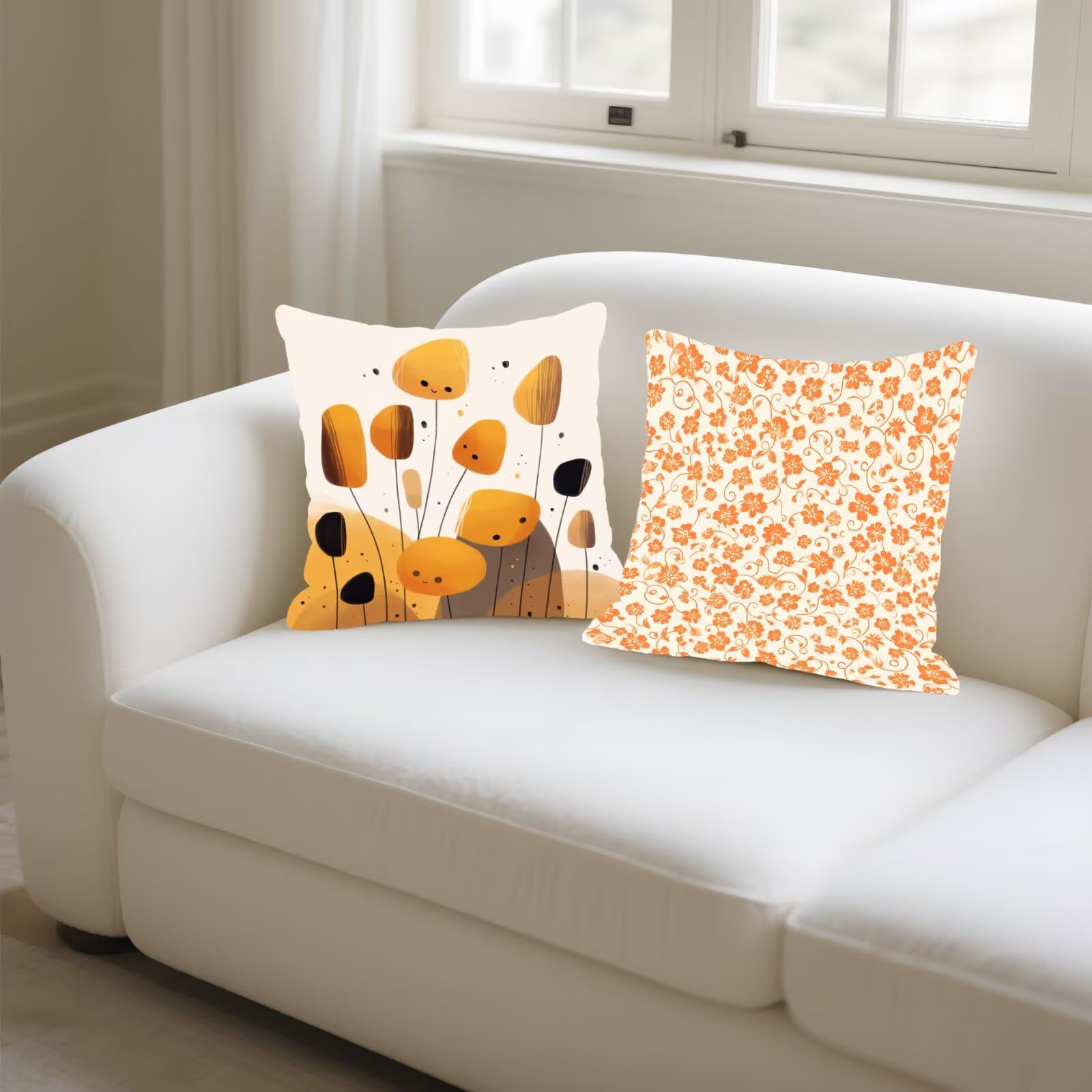 Federe Cuscini Divano 45x45cm, Federa Cuscino Giallo Fiori Quadrati Copricuscini Super Morbido Copri Cuscini Per Divano, Cuscino Decorativo da Esterno Giardini, Per Soggiorno Camera Divani Sedie P-303