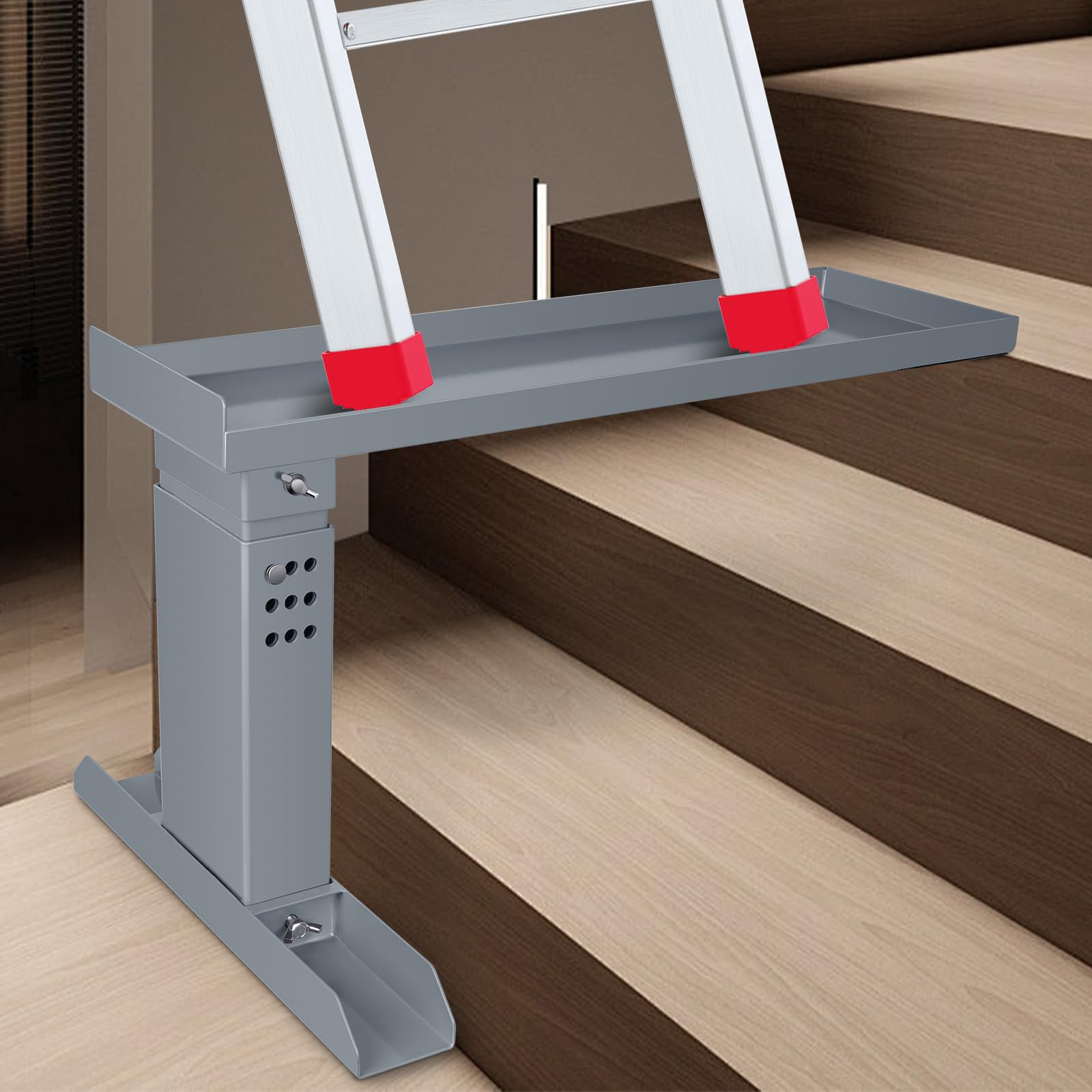 TOPTGO Ladder Extender,Ladder aide pro for Extension Ladders,Straight Ladders,Telescopic ladders,with Non-Slip Rubber Bottom Pad,Height Adjustable 13.4" to 19"