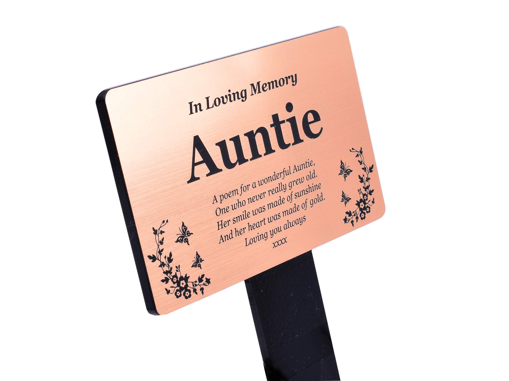 Gold Auntie Memorial Grave Marker Aluminium Plaque with Acrylic Stake