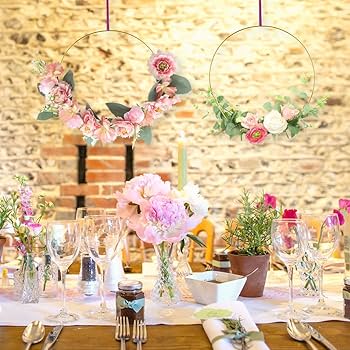 6 Aros De Metal Plateado 30cm Con Soportes De Madera - Para Coronas Florales, Bodas Y Manualidades