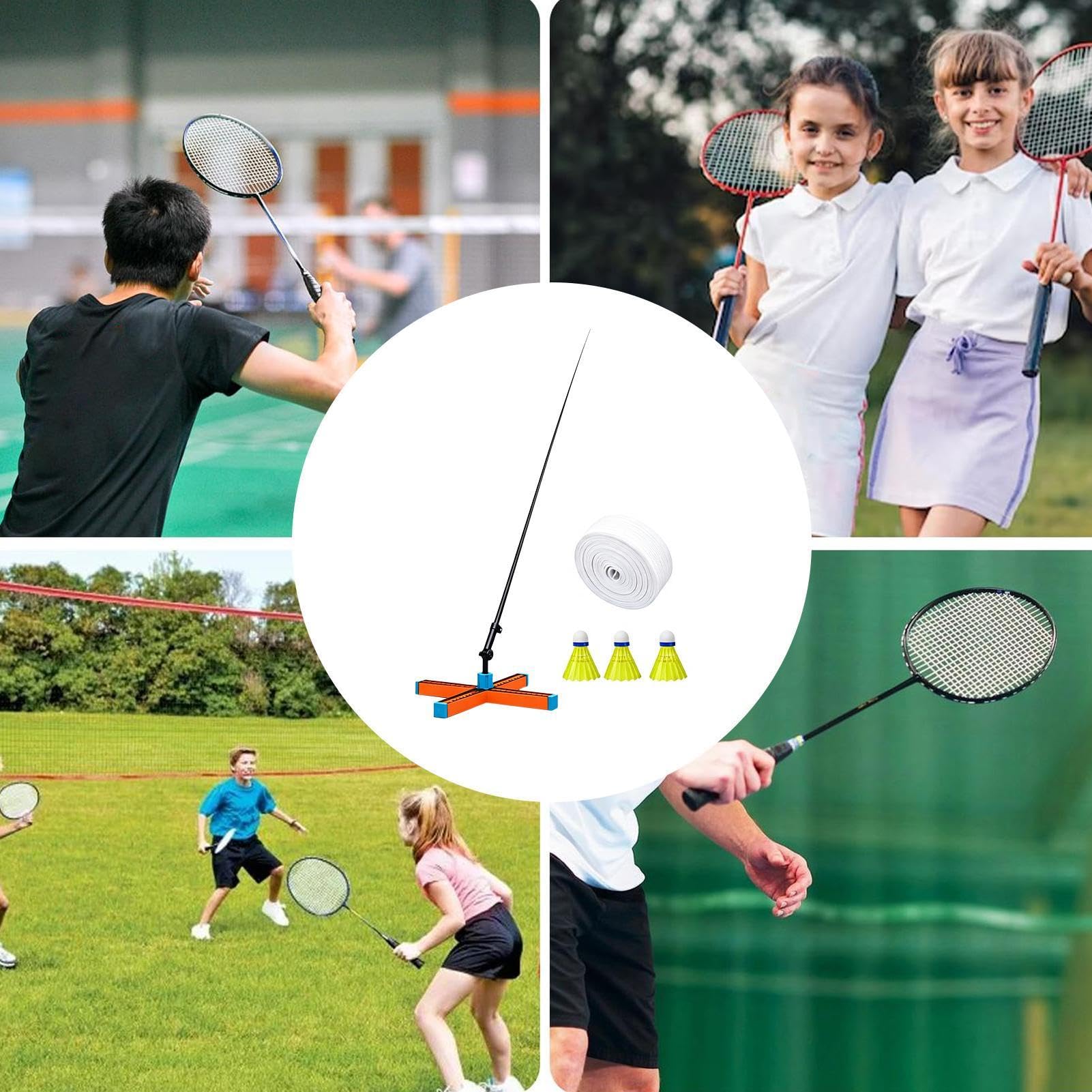Allenamento Singolo Badminton Strumento Pieghevole Portatile per Pratica | Supporto Allenamento Badminton Per Donne Uomini Ragazzi Uso Interno Esterno Casa E Giardino