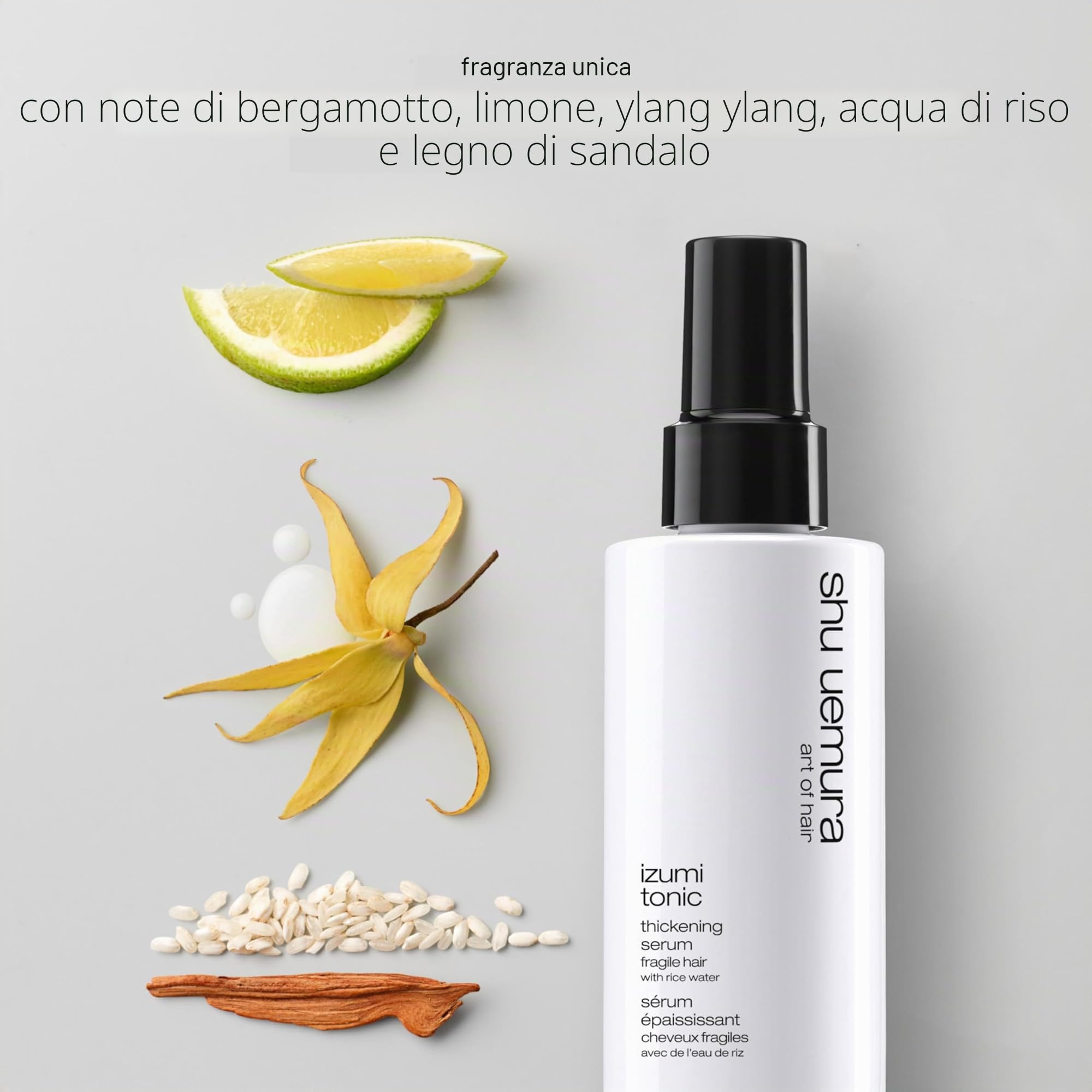 Shu Uemura Art of Hair, Siero per Capelli Ispessente, Per Capelli Fragili, Effetto Rinforzante, Arricchito con Acqua di Riso, Chioma Più Forte e Luminosa, Izumi Tonic, 90 ml