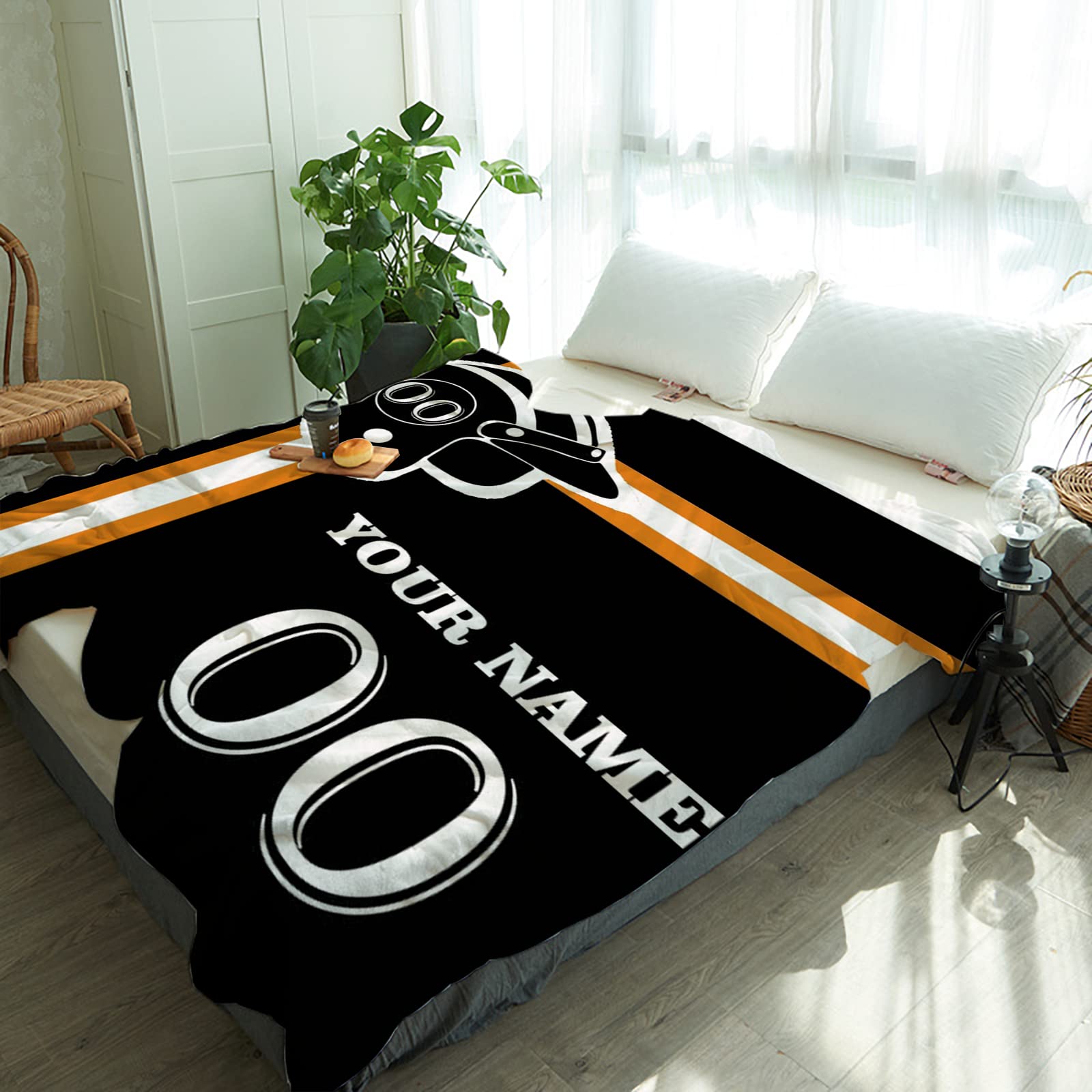 Manta personalizada con nombre de número: mantas de béisbol personalizadas de franela deportiva para amigos de la familia, año nuevo, para sofá, dormitorio