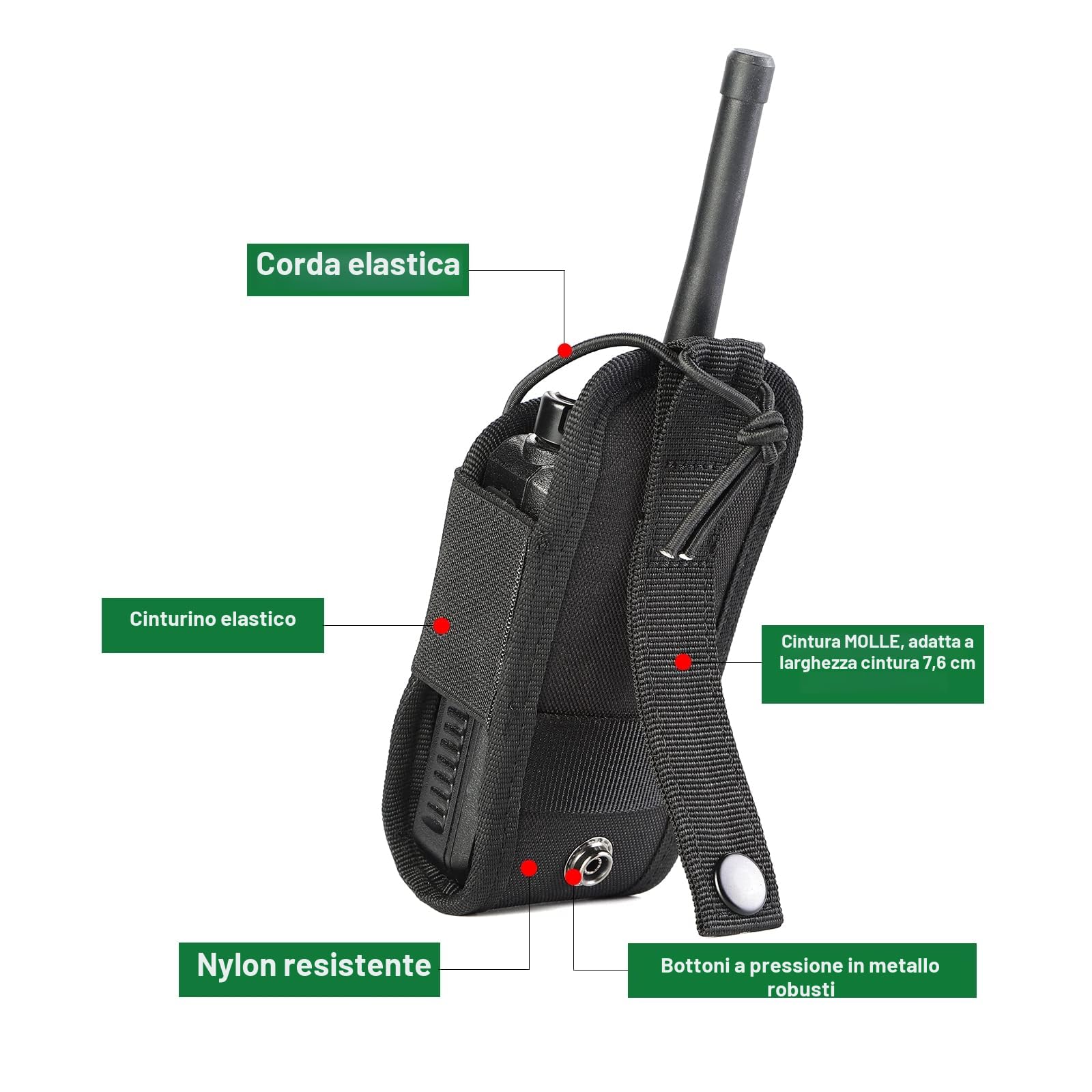 Kyrio Molle porta radio Walkie Talkie Pouch Case per cintura di servizio fondina tattica