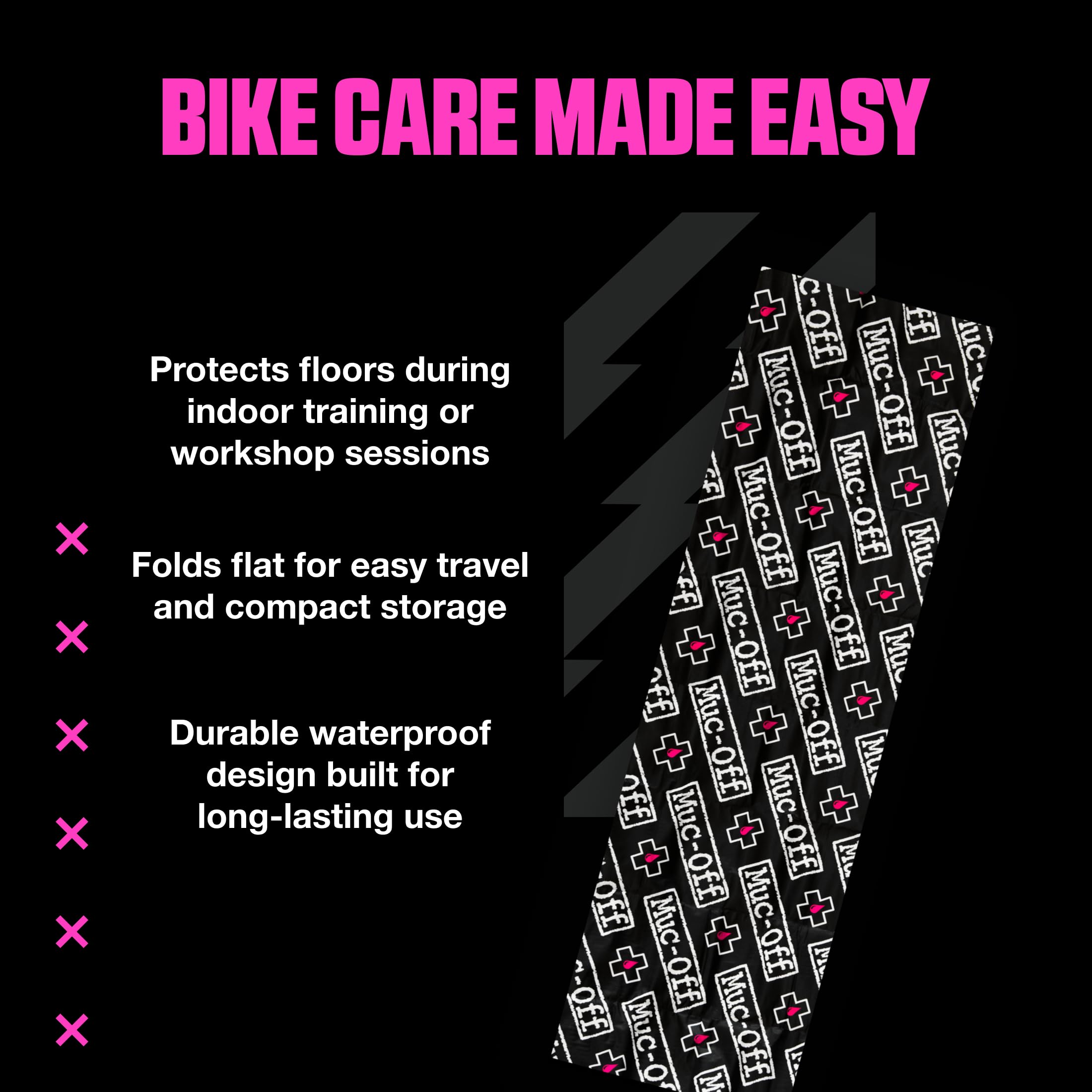 Muc-Off Bike Mat – Składana Plastikowa Mata Warsztatowa, Ochraniacz Podłogi do Czyszczenia Roweru – Mata pod Rower Stacjonarny i do Trenażera Turbo