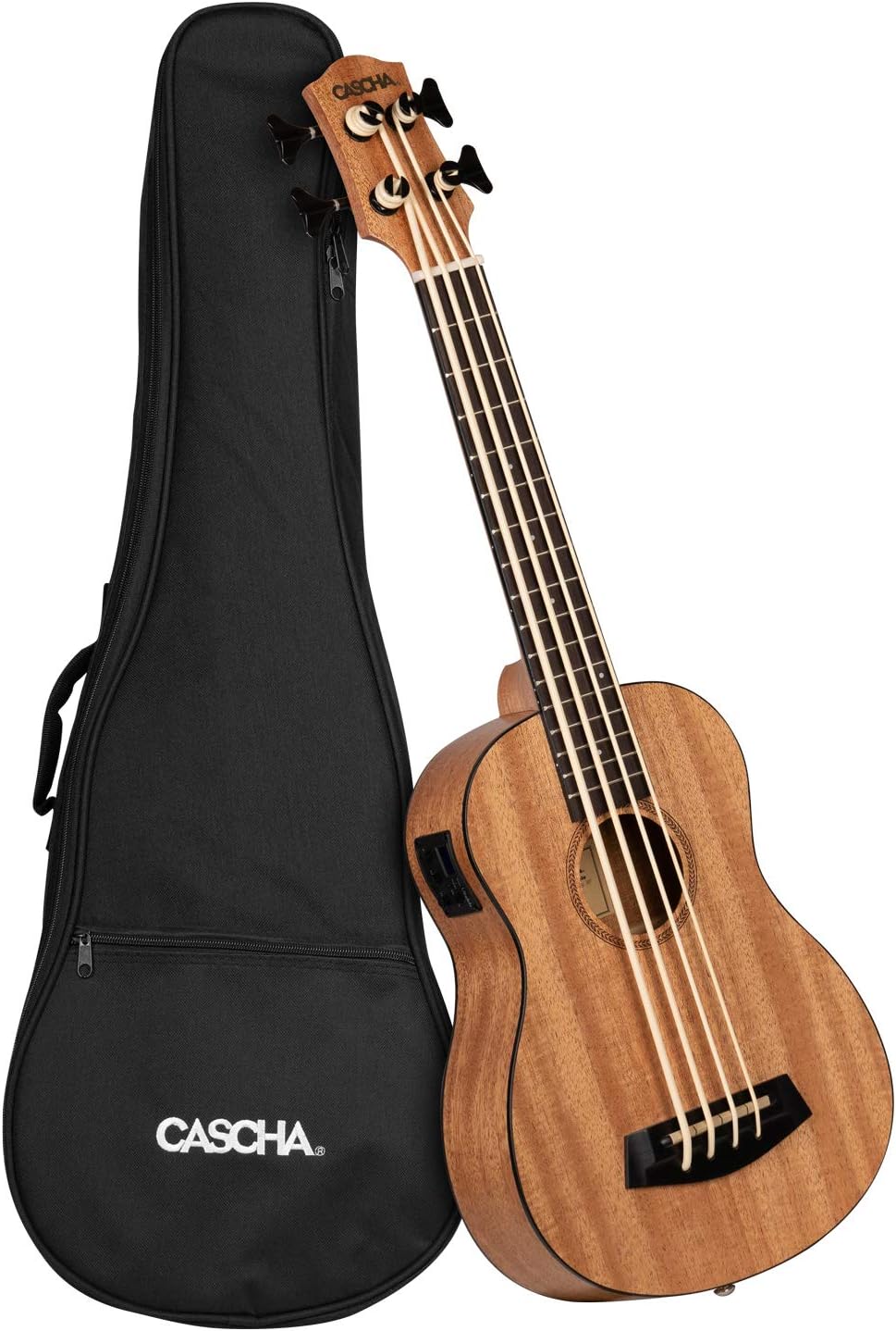 CASCHA Bass Ukulele Mahogany I Bass Ukulele with bag tuner pickup
