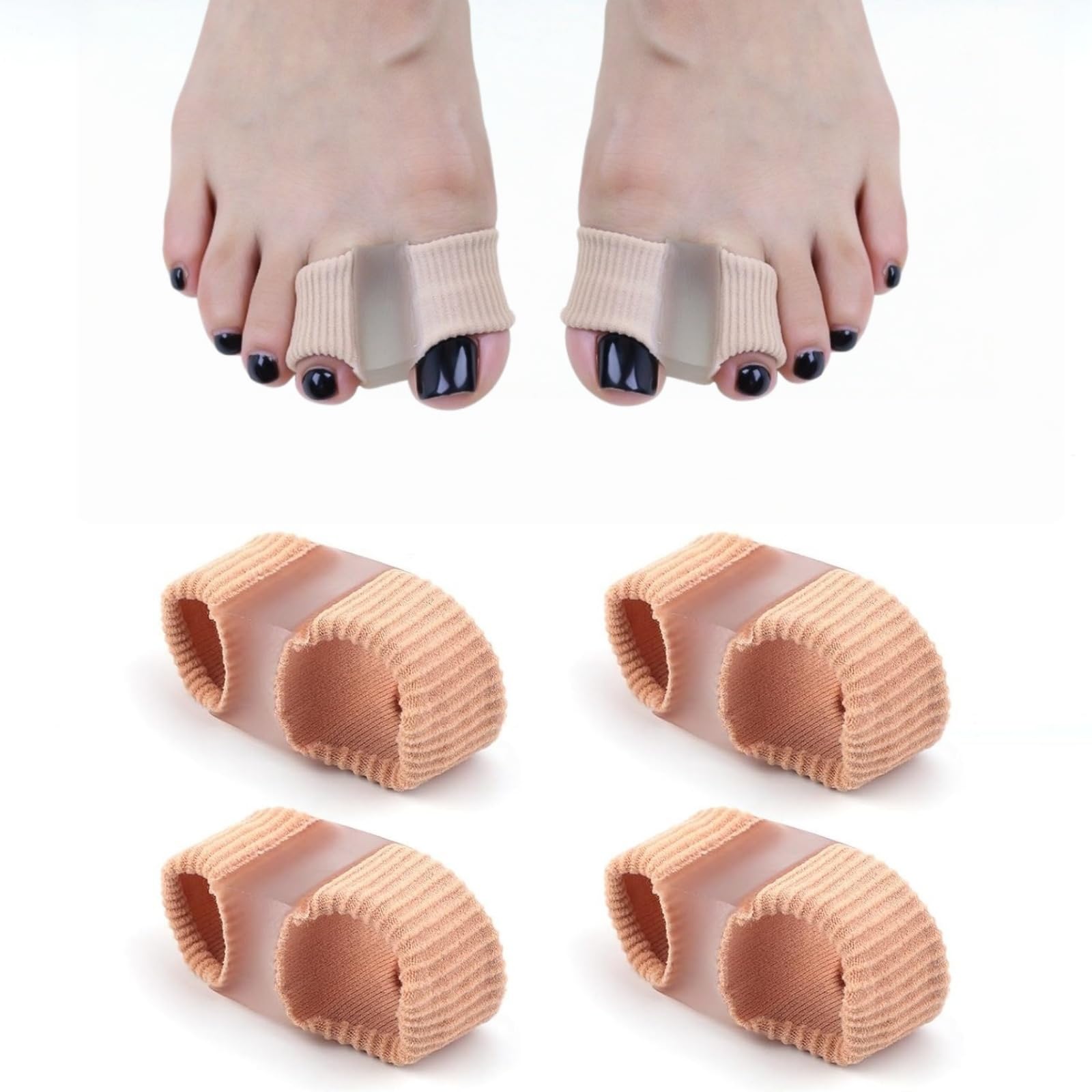 Solevia Correttore Alluce Valgo,Solevia Alluce Valgo,Separatori per Dita dei Piedi Unisex,Separatori in Gel a 2 Fori,Correttori per Dita Sovrapposte