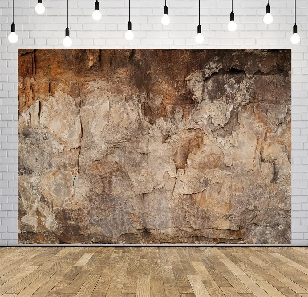 BELECO 3x2.5m Archäologie-Höhlenwand-Hintergrund Vintage-braune Steintextur Felswand archäologischer Hintergrund für Partydekorationen Fotoshootings Studio-Requisiten