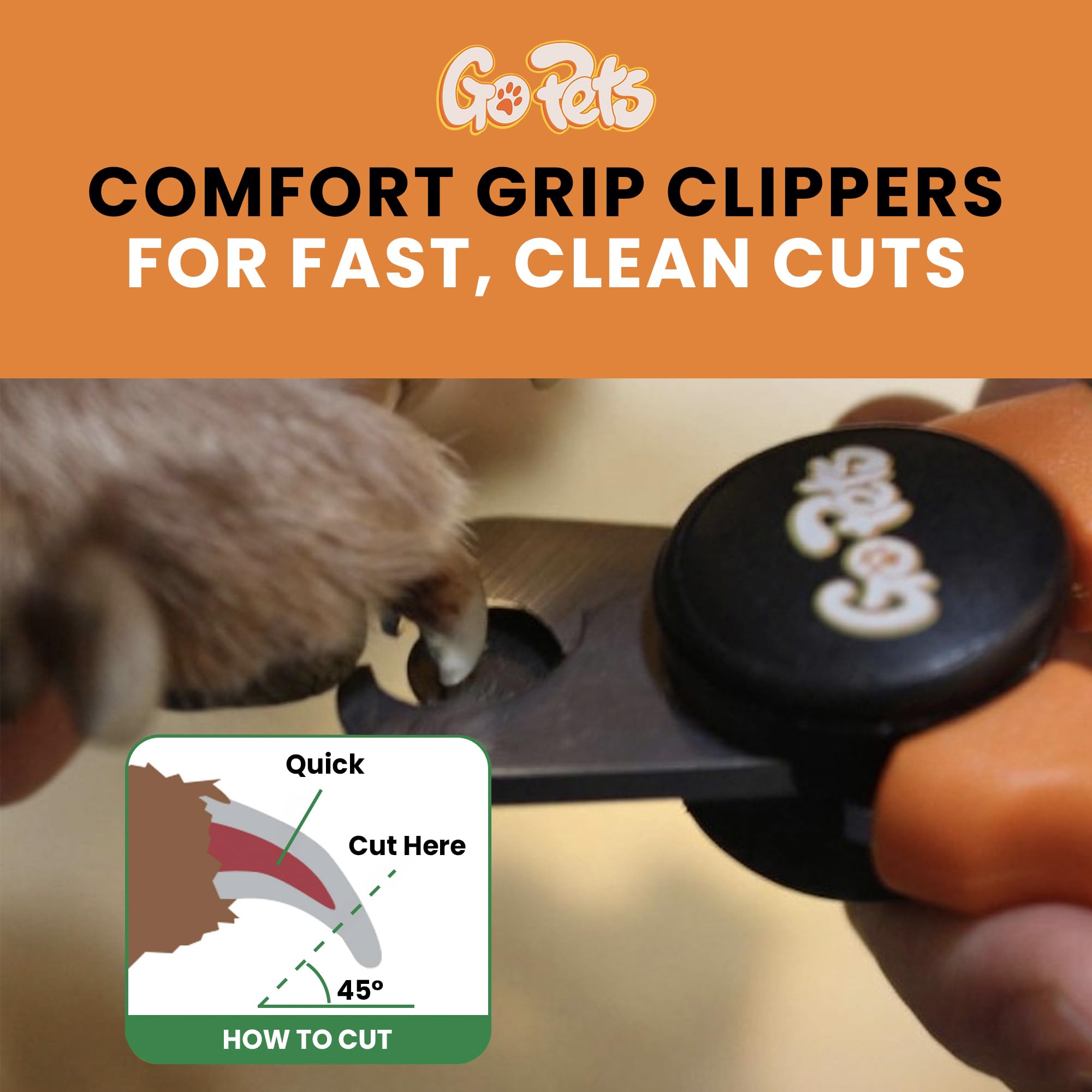 GoPets Cortauñas para Mascotas Grande Naranja