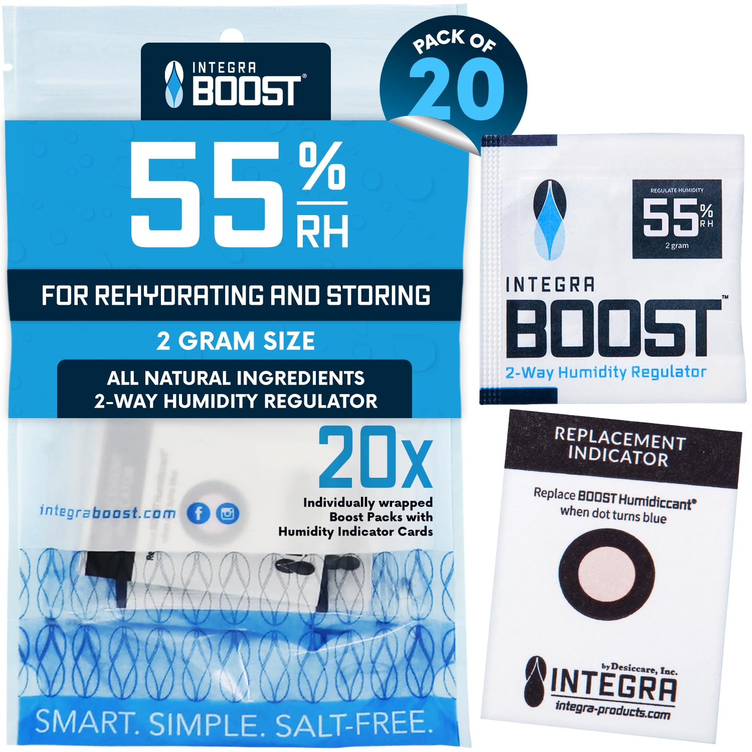 Integra Boost 55% 2g empêche le dessèchement des fleurs séchées et préserve l'arôme