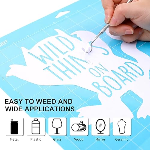 Miniatura 2 de HTVRONT Vinilo permanente blanco  Hojas de vinilo adhesivo blanco mate de 12 pulgadas x 50 pies compatibles con cortadoras Cricut, Silhouette y Cameo