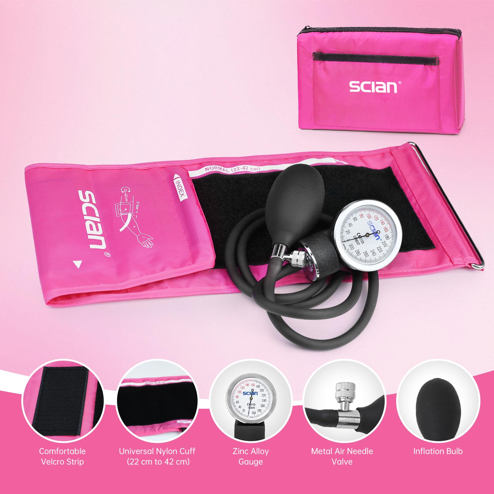 Scian Kit per infermiere da 13 pezzi, essenziale per il lavoro, regalo perfetto per studenti di medicina, borsa portatile con stetoscopio, sfigmomanometro, otoscopio, diapason, forbici mediche (rosa)