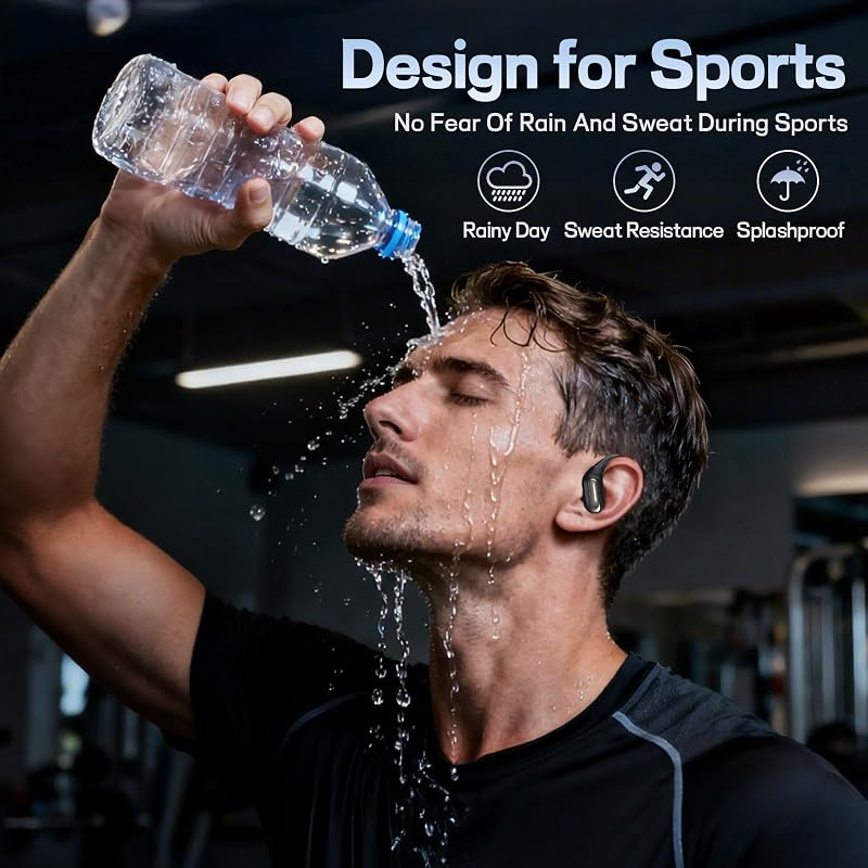 KangGlow Wireless Sports Earhook Earbuds, Sweatproof Secure-Fit Bluetooth 6.0 Headphones with Hi-Fi Stereo Sound, 80H Playtime, Easy Button Control for Running Workout Gym image 3