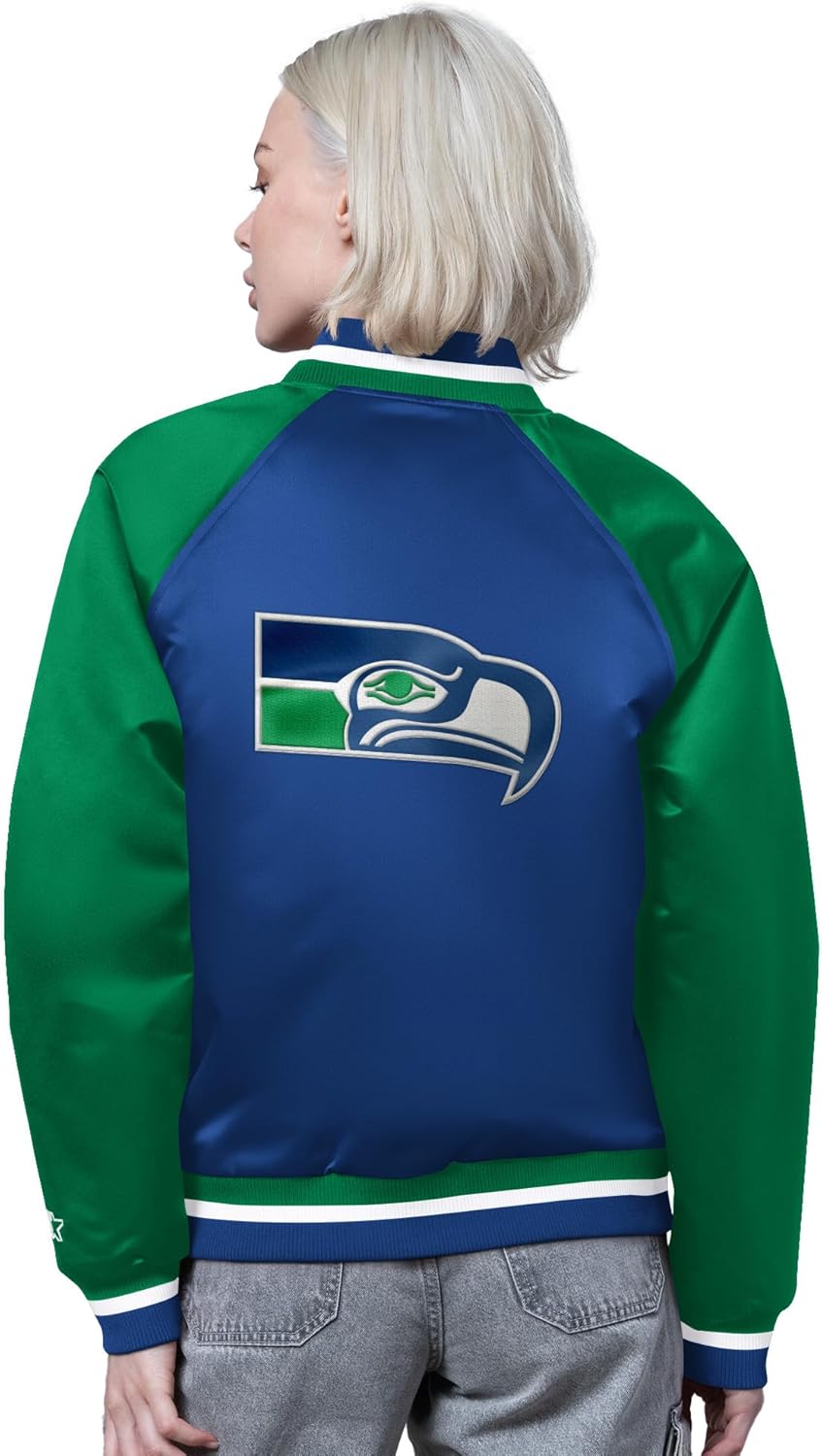 STARTER Women's NFL Satin Full-Snap Vintage Varsity Jacket