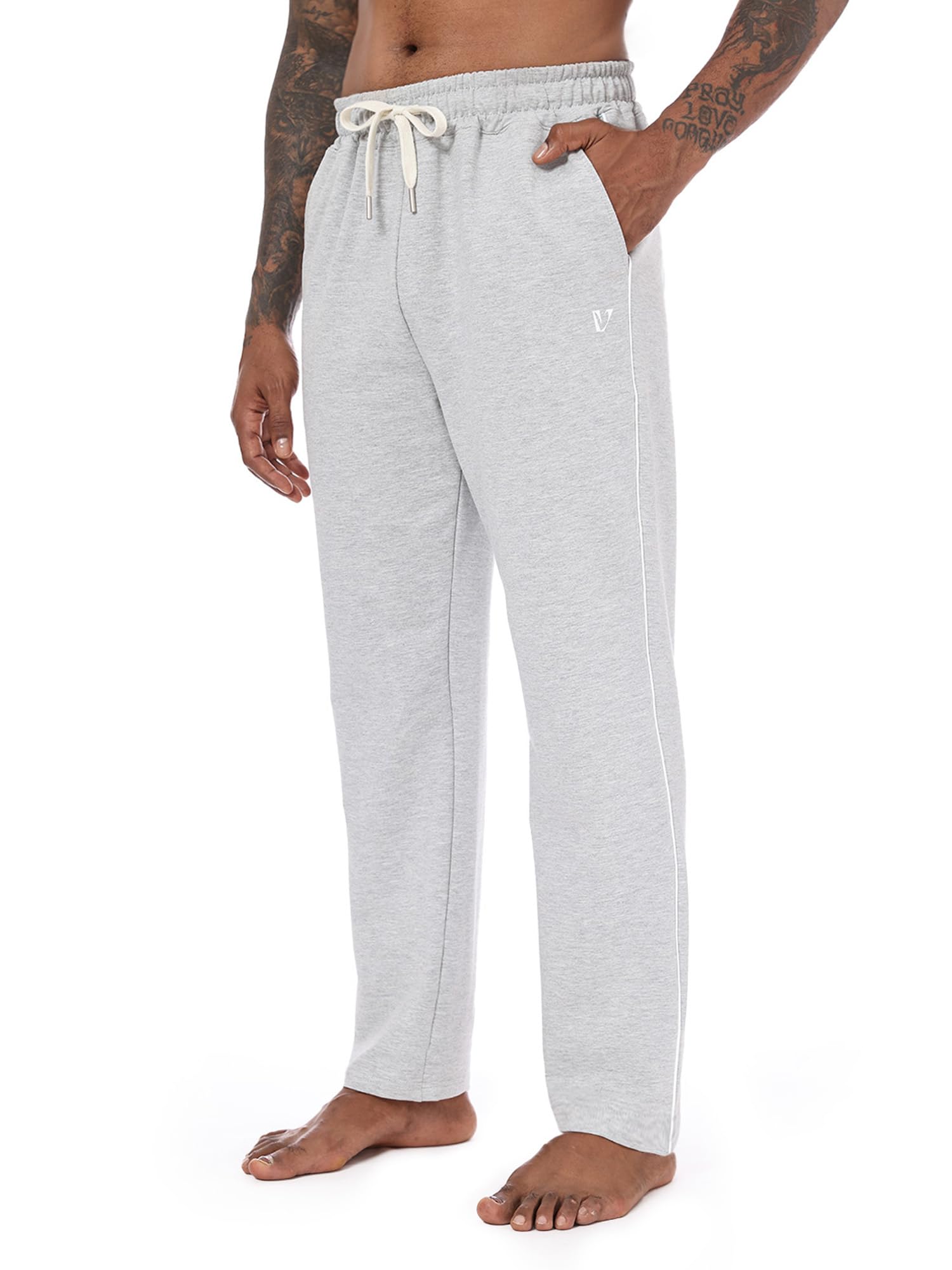 Vortewind joggingbroek voor heren, lange katoenen trainingsbroek, ademend, sportbroek met 3 zakken en elastische band voor vrijetijdsgebruik, zwart, XXL