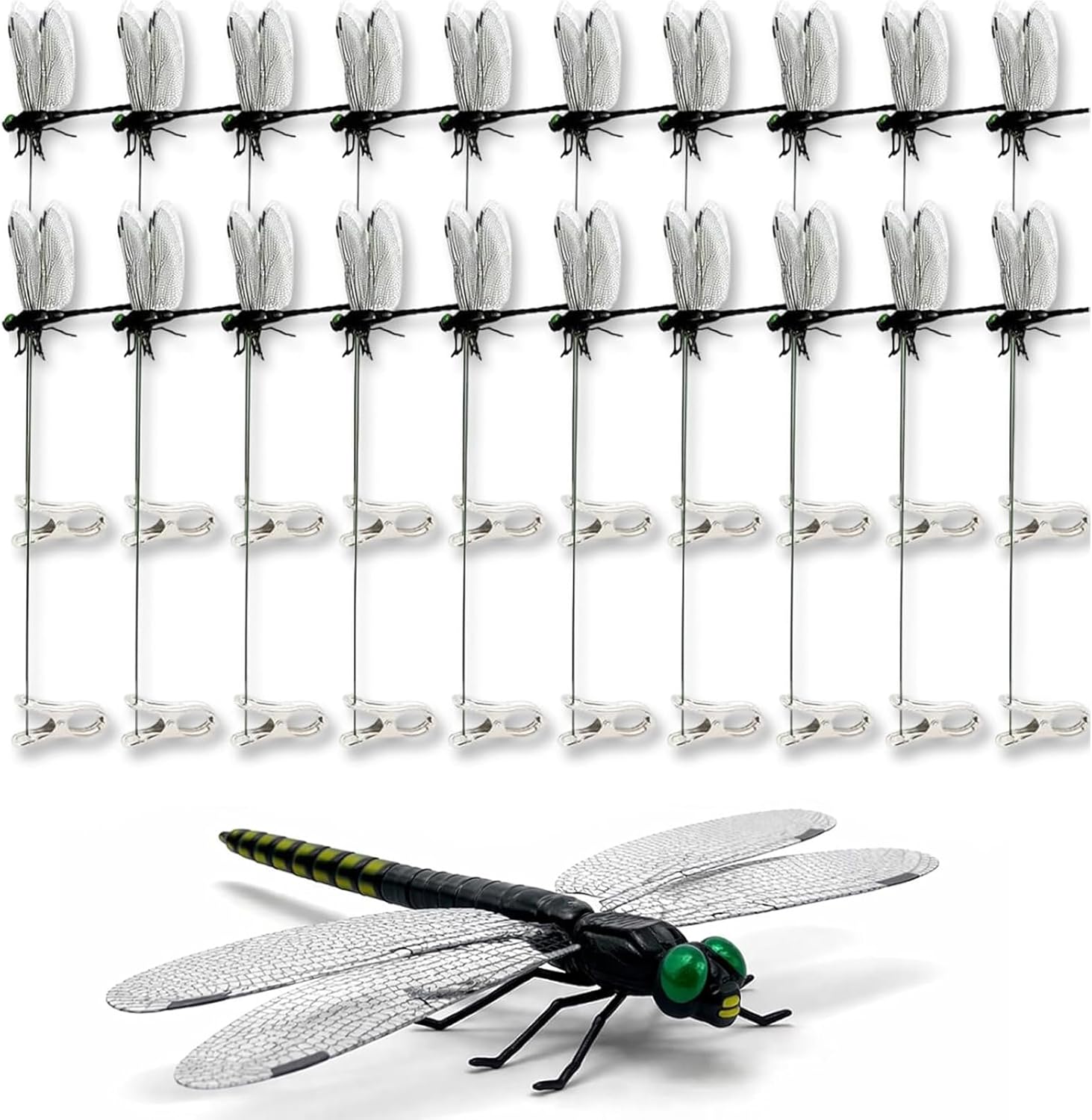 2026 New 40 Pcs Dragon Fly Clips for Bugs Repellent, 3D Artificial Dragonfly Hat Clip, Dragonfly Garden Decor (20PCS)