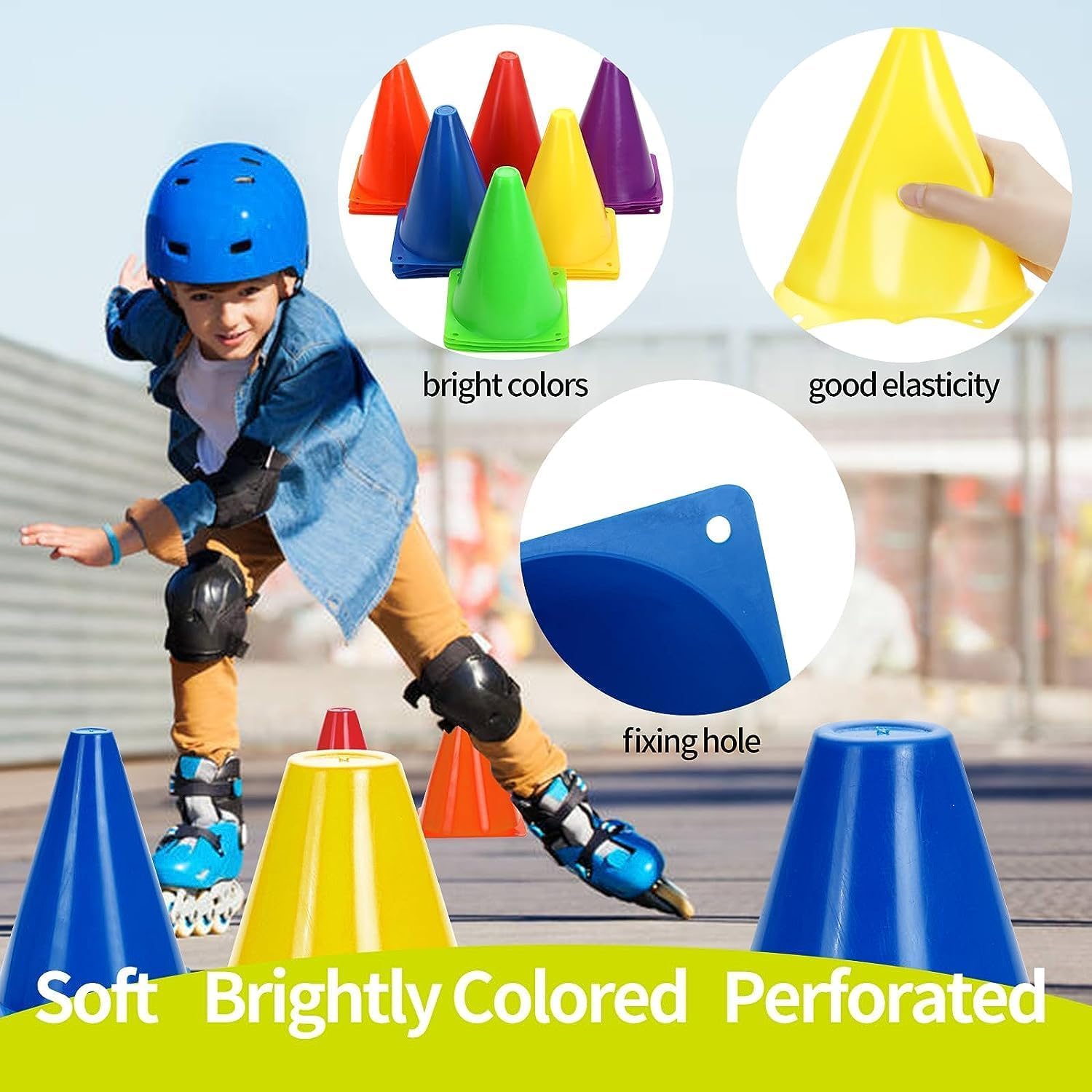 Sports Training Marker Cones, 6 Inch Yellow and Pink, Multi-Purpose Field Marking Equipment for Football and Sports