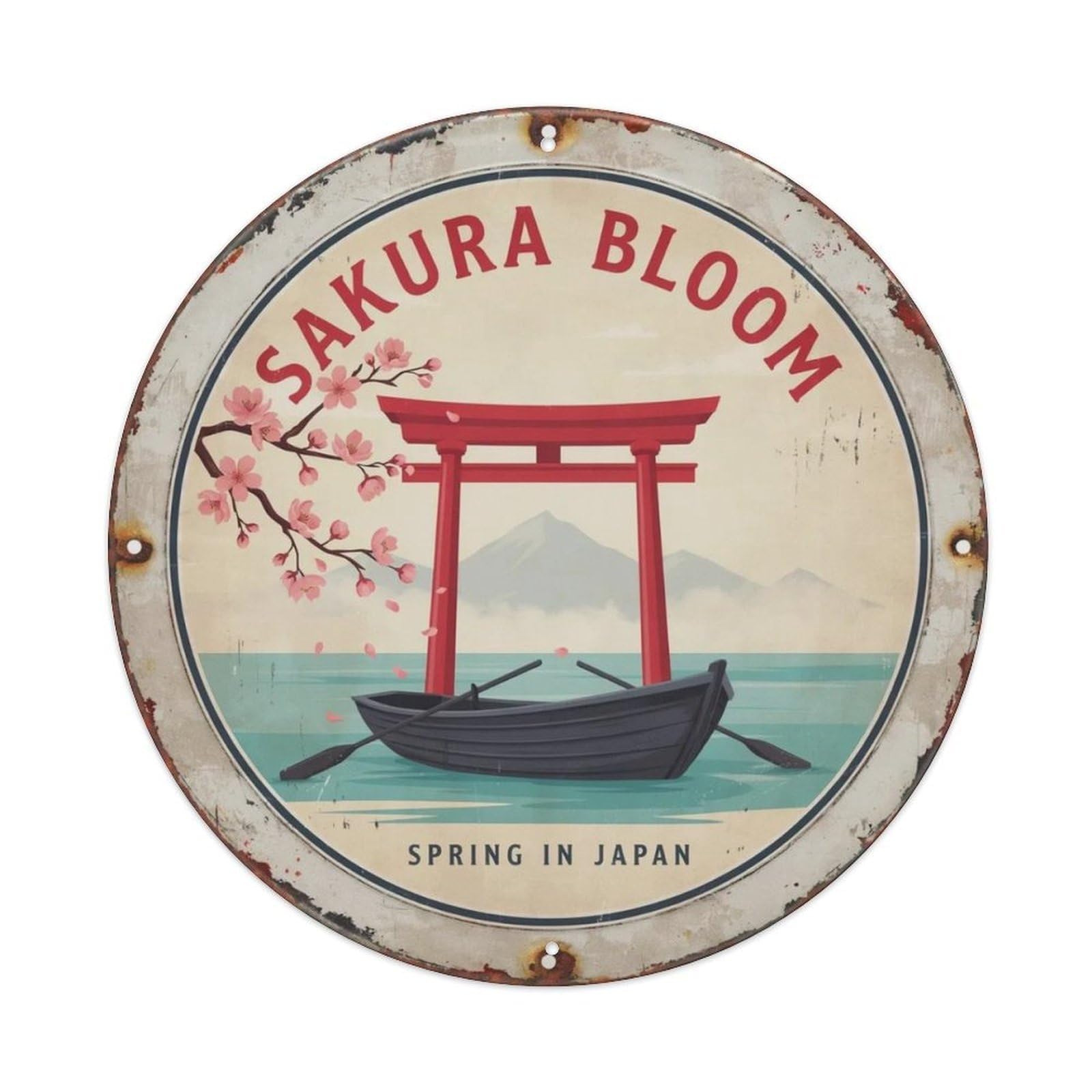 Sakura Bloom Ukiyo-e Metal Tin Sign Plaque