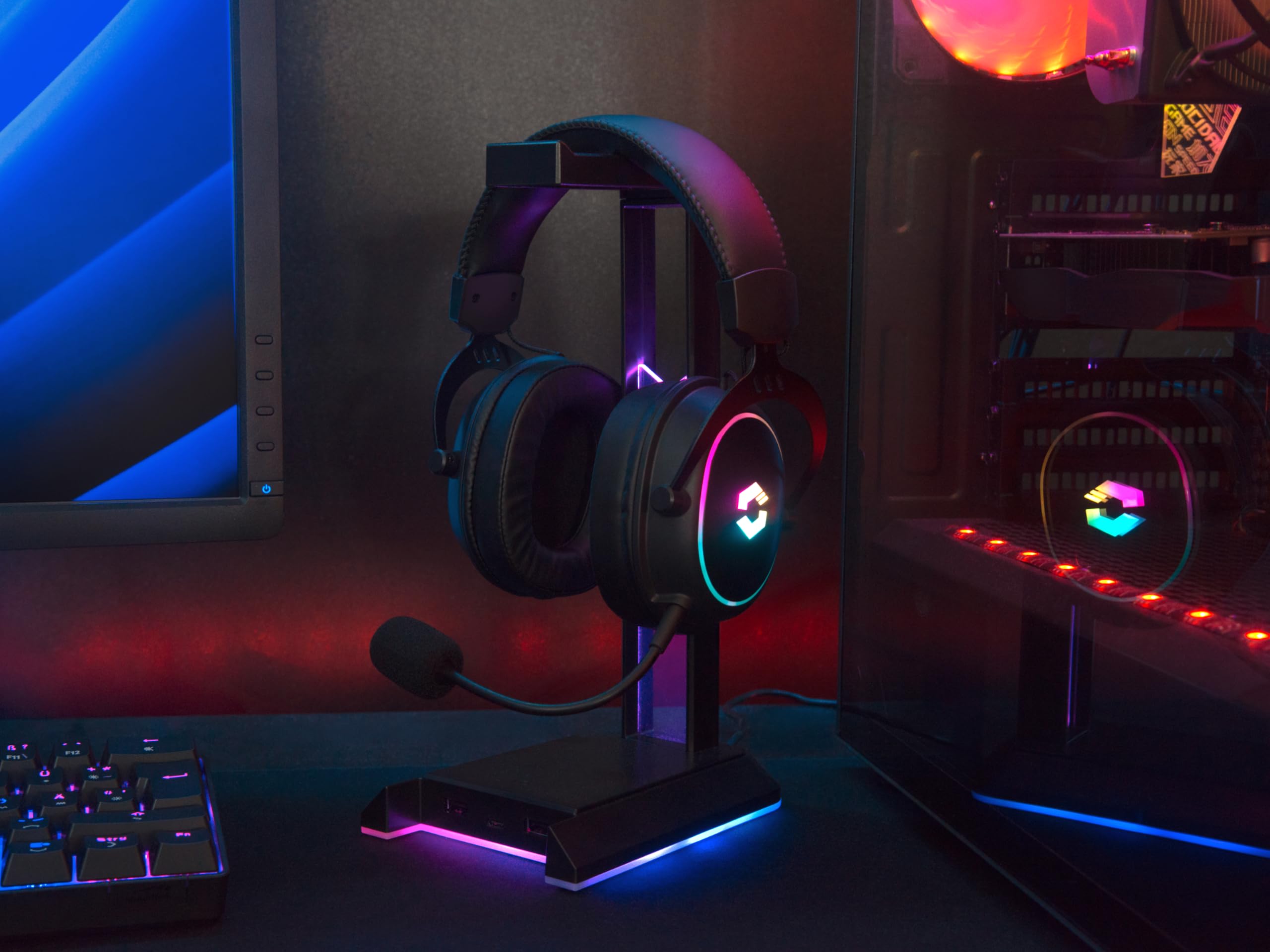 Speedlink CONUX RGB Gaming Headset Wireless Bluetooth USB 2.4G 3,5mm Klinke | mit Mikrofon, Metallrahmen, weiche Polsterung, Akku wiederaufladbar, kabellos, PC/PS5/PS4/Xbox Series X/S/Switch/Switch2