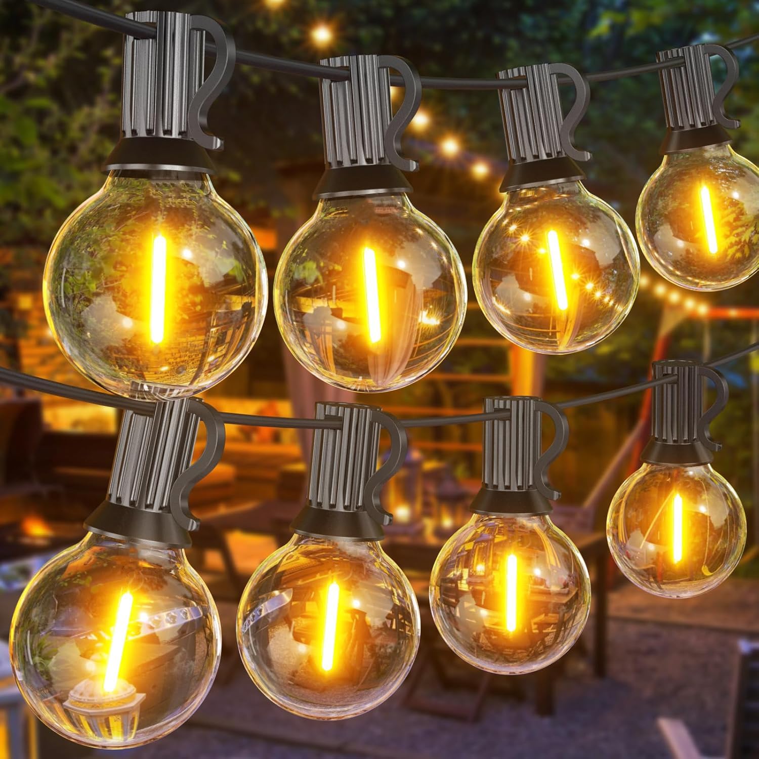 SUWIN Outdoor String Lights Mains Powered, 60FT G40 LED Festoon Lights Outdoor, IP45 Waterproof Globe Garden String Lighting with 30+1 Bulbs, 2700K Indoor/Outside Patio Lights for Décor Cafe Party