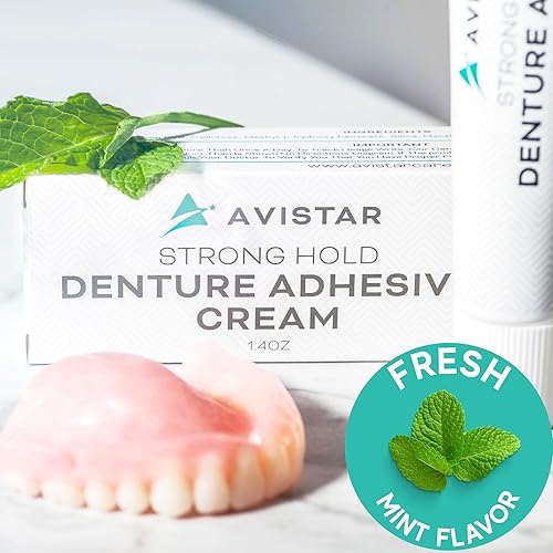 Miniatura 6 de Crema adhesiva para dentaduras postizas paquete de 5 - Sujeción extra fuerte con fácil aplicación y sabor a menta sin zinc ni flúor