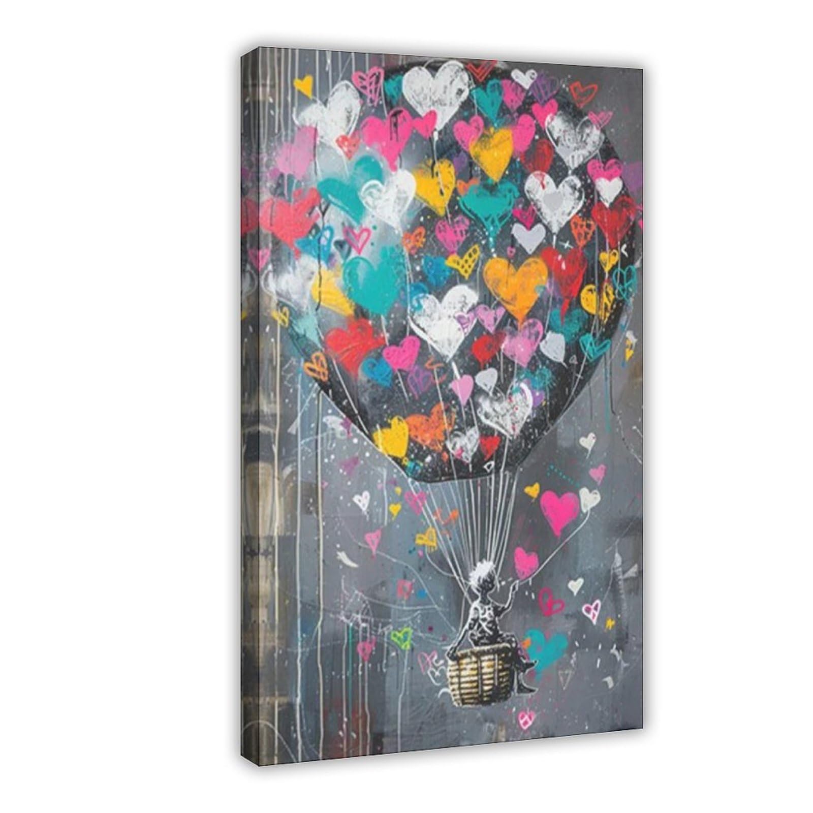 GQVCJSW Banksy Balloon Boy Graffiti Canvas Poster Bedroom Decor Landscape Office Room Decor Gift 12x18inch(30x45cm)