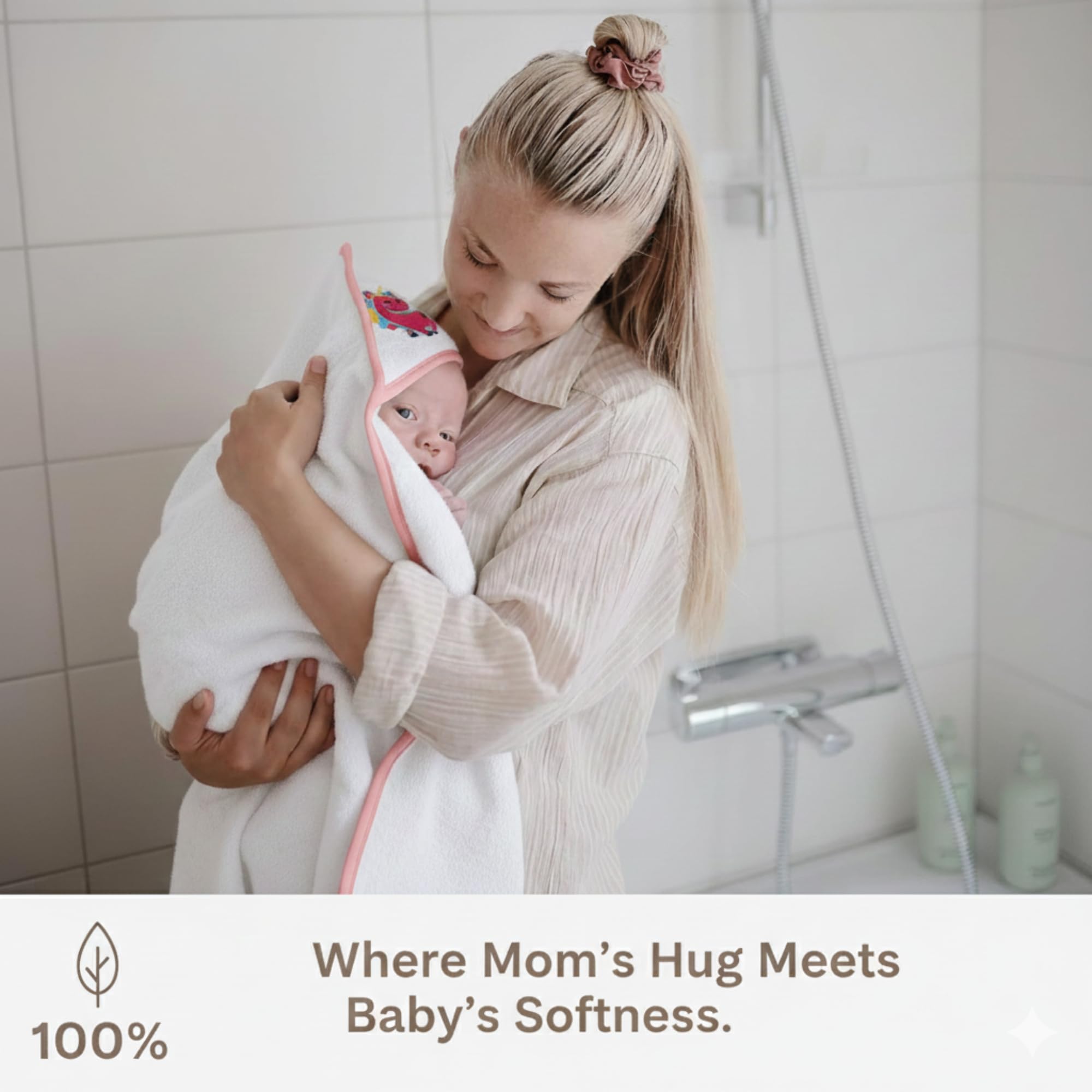 CICK Hooded Baby Towels For Kids, 100% Cotton Ultimate Absorbent Bath Towel For Newborn & Toddler Age 0-36 Months - Image 3