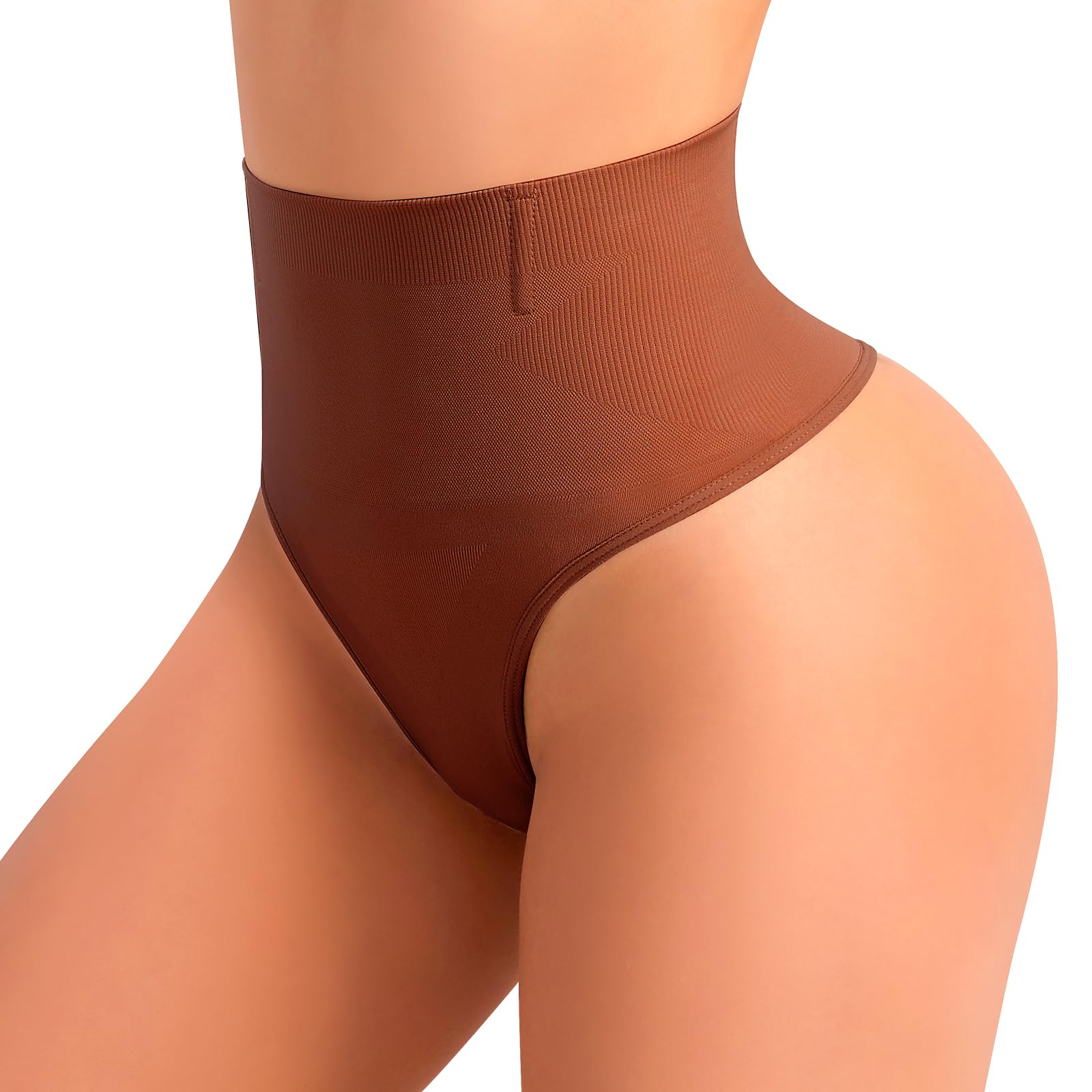 HMQTummy Control Thong Shapewear for Women Girdle Panties Seamless Shaping Thong Panties Body Shaper Underwear, Brown, XXL