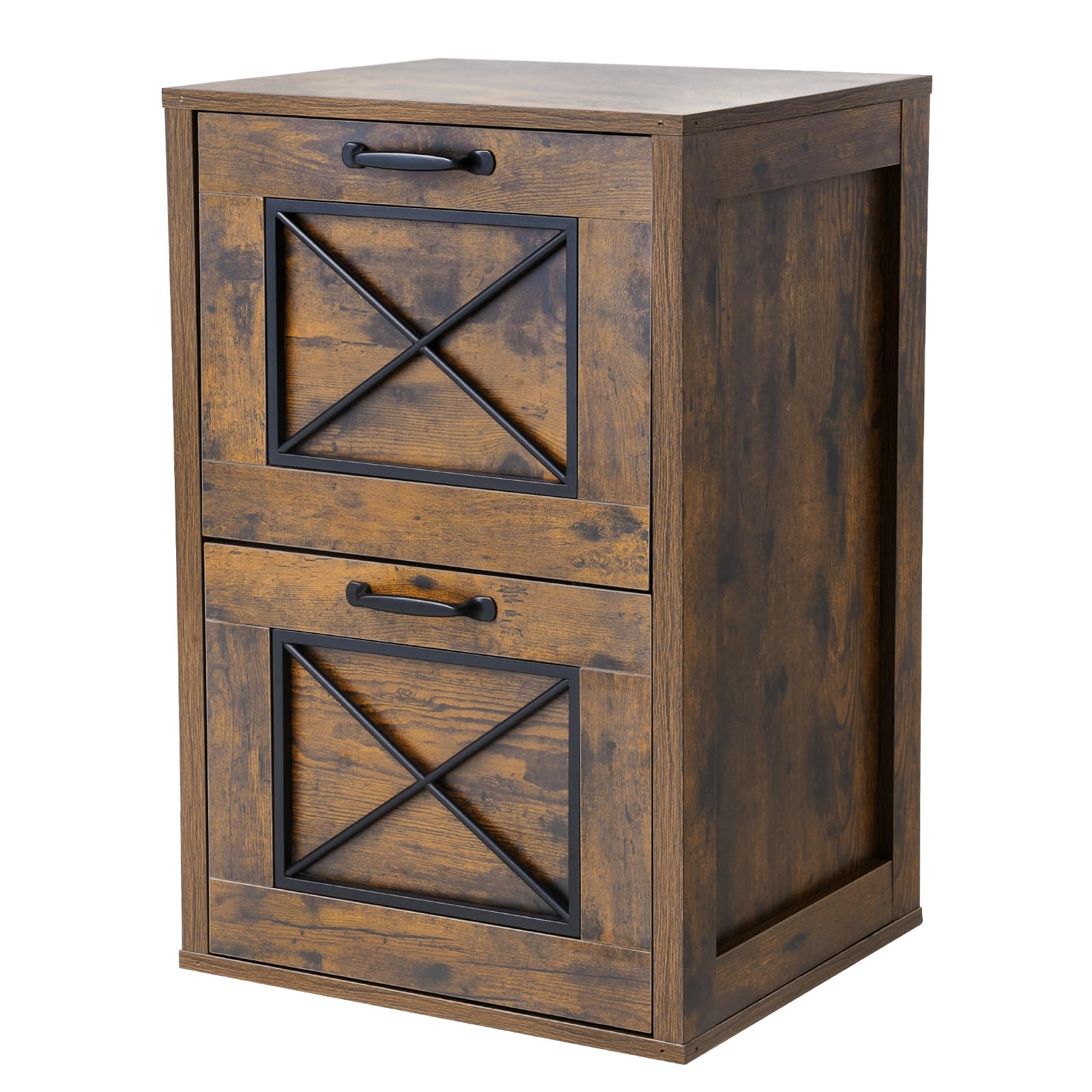 VEVOR Archivador Vertical, Archivador Vertical 450 x 400 x 687 mm de 2 Cajones con Barra de Suspensión Ajustable de 2 Niveles para Archivos de Tamaño A4/Carta/Legal para Oficina, Marrón Miel