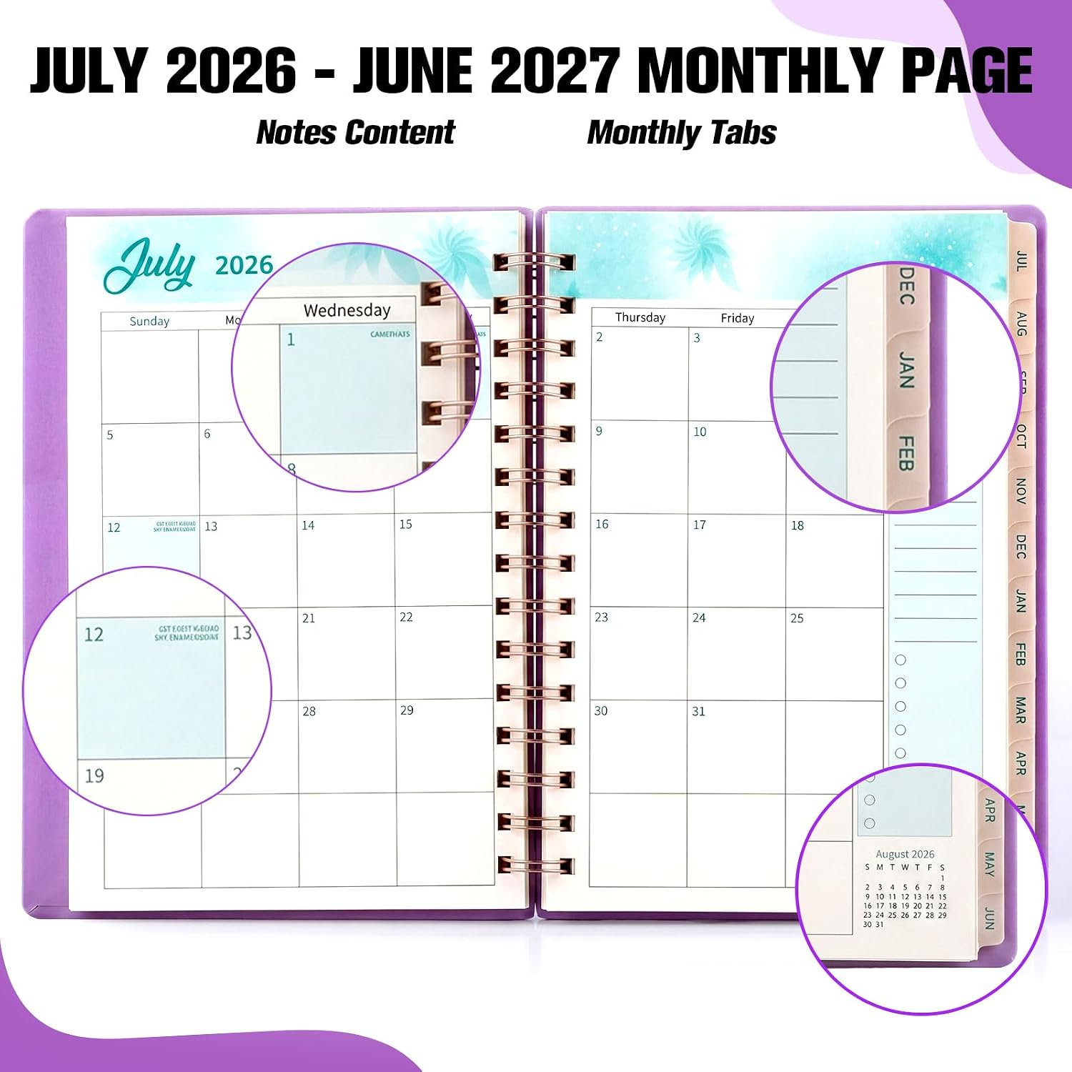 12 Packs Daily Planner Bulk 2026-2027, Weekly And Monthly Planners Calendar from Jul. 2026 - Jun. 2027 8.3'' x 6.1'' 12 Month Agenda 2026 Planner with Tab Spiral for Office Teacher Gifts