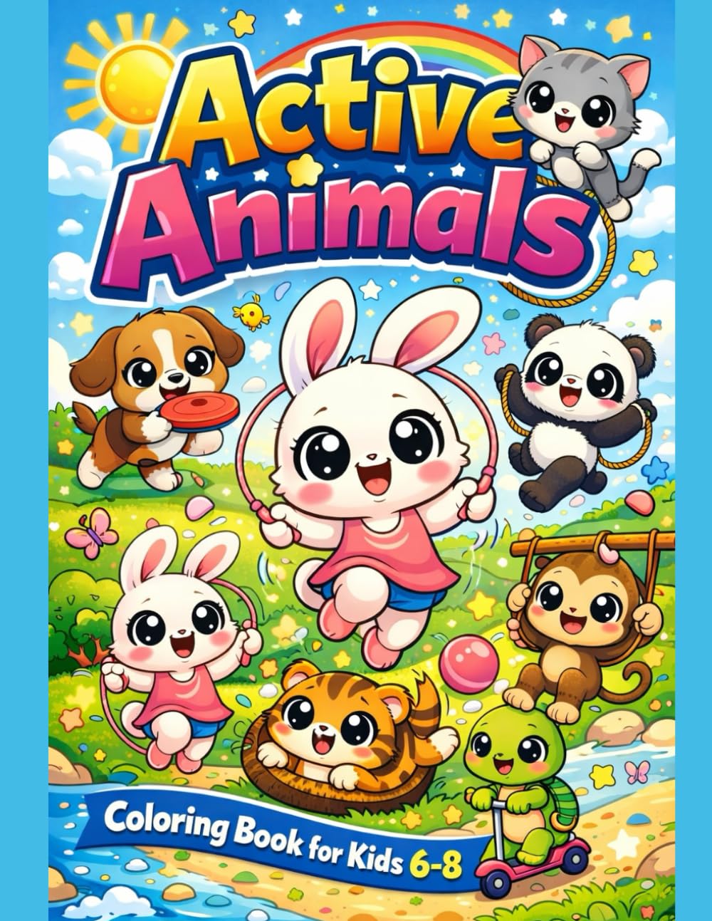 Active Animals Coloring Book for Kids 6-8: Fun, Cute, and Active Animals to Color and Enjoy