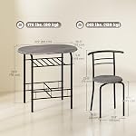 HOMCOM 3-Piece Ensemble de table à manger, 31.5" Table de cuisine et chaises 2 avec étagère de stockage, pour les petits Space, Salle à manger, Salon, Appartement, Gris foncé