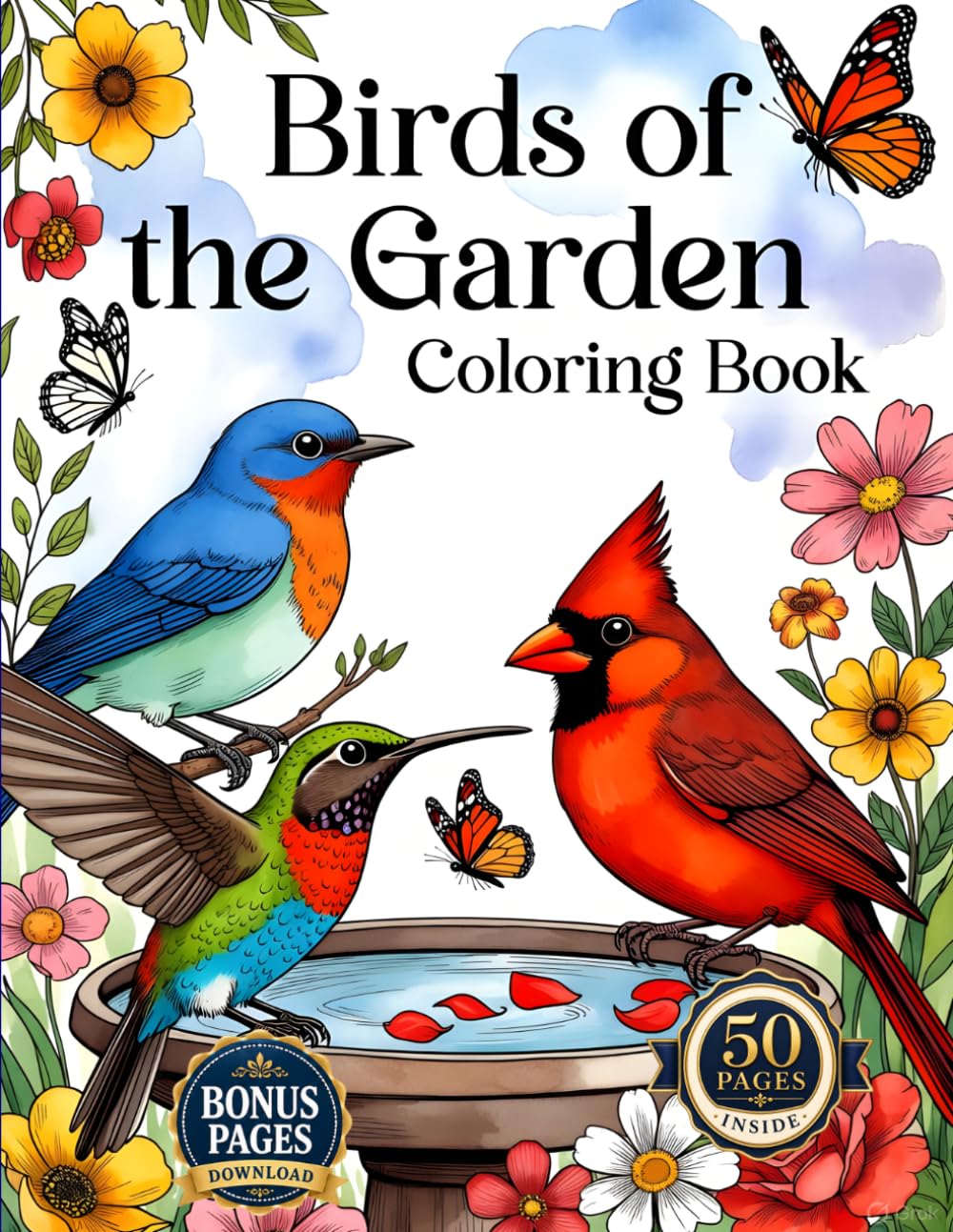 Birds Of the Garden Coloring Book: A Bold and Simple Garden Birds Coloring Book for All Ages (Wings of Nature Coloring)