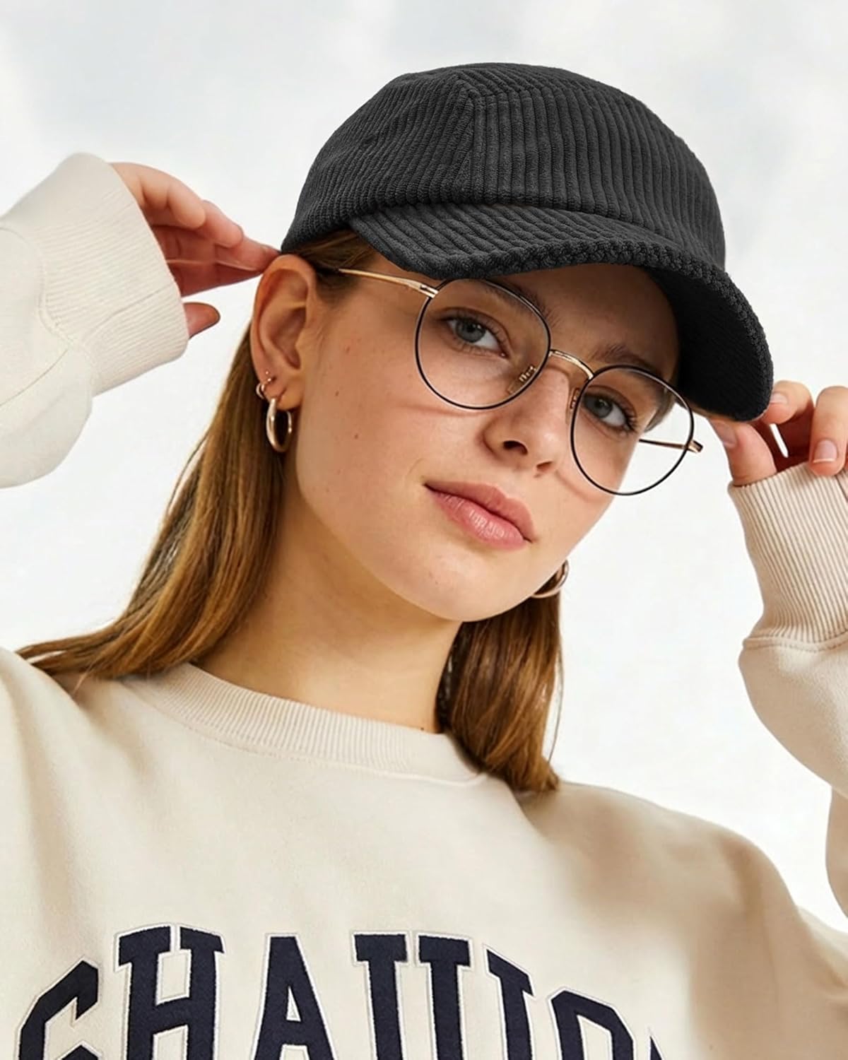 CLAPE Corduroy 5 Panel Baseball Cap Short Brim Trucker Hat Retro Vintage Flat Bill Snapback Dad Hat for Outdoor Activities - Image 2