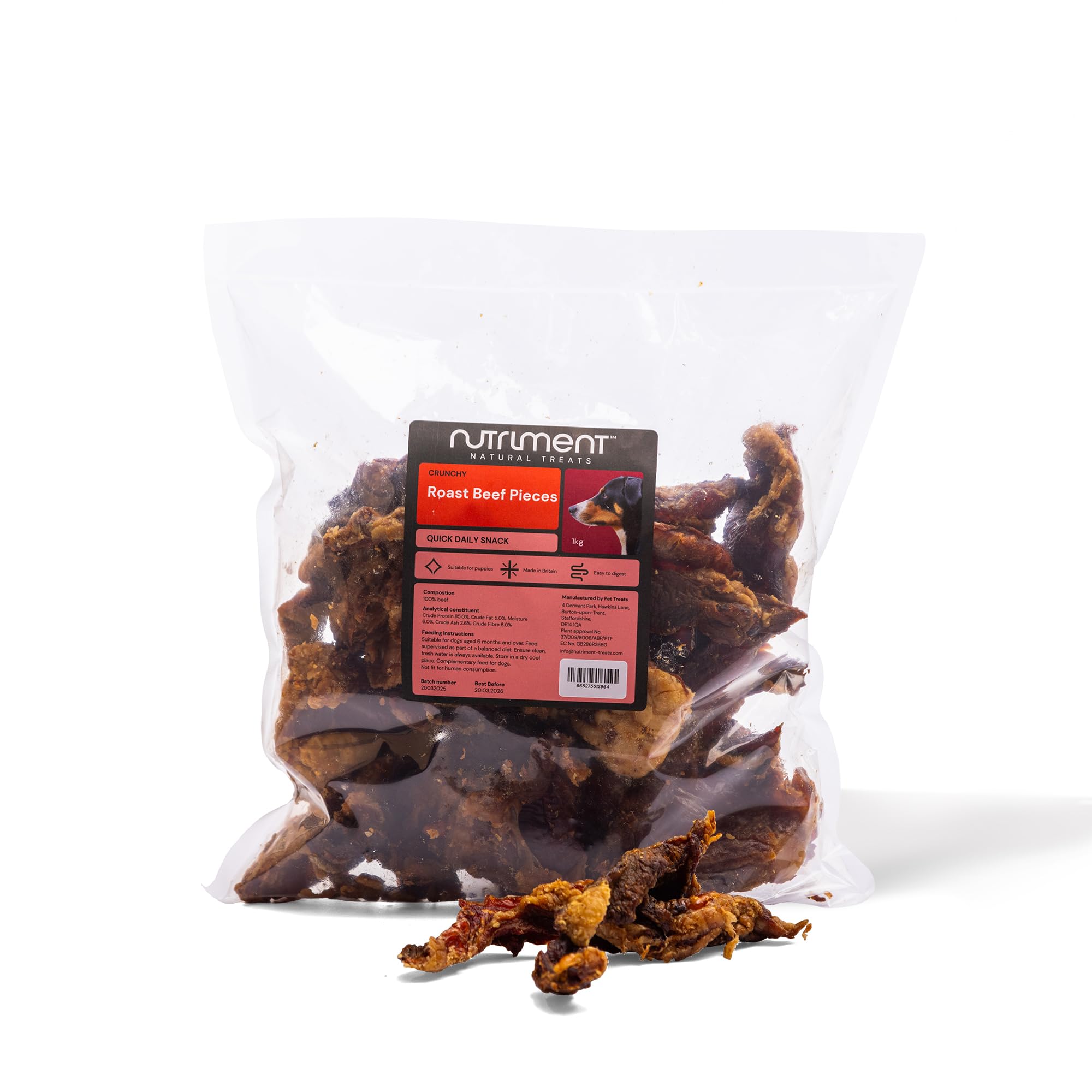 Natural Treats Roast Beef Pieces for Dogs (1kg) 100% Natural Air Dried Beef High Protein Low Fat Easily Digestible Chews