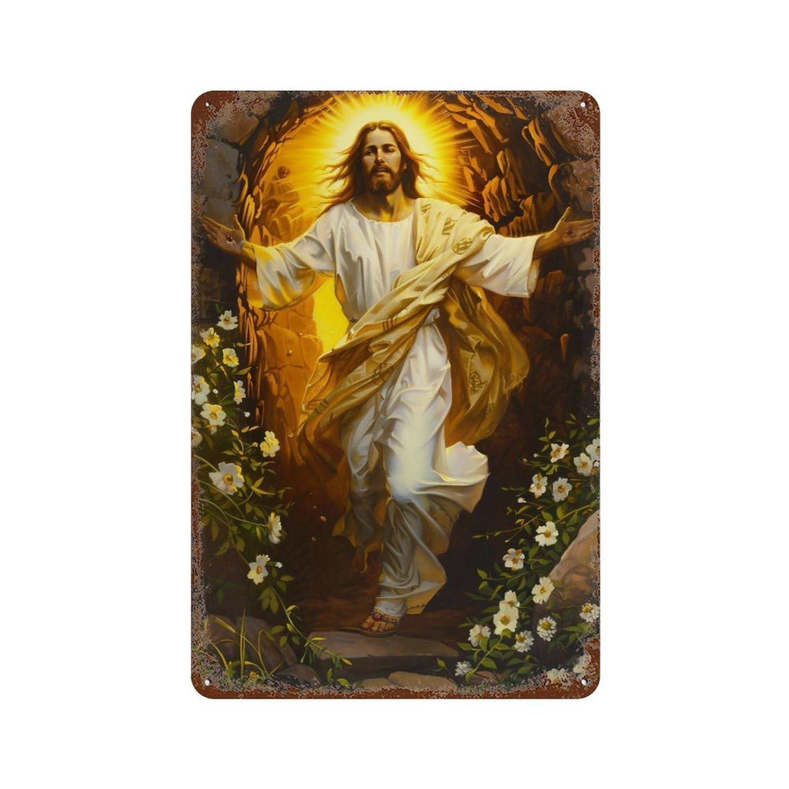 YHGERTKU Resurrection of Jesus Christ 02 Wall Art Retro Iron Vintage Metal Tin Sign Poster Modern Decor for Living Rooms Gift 30x20cm