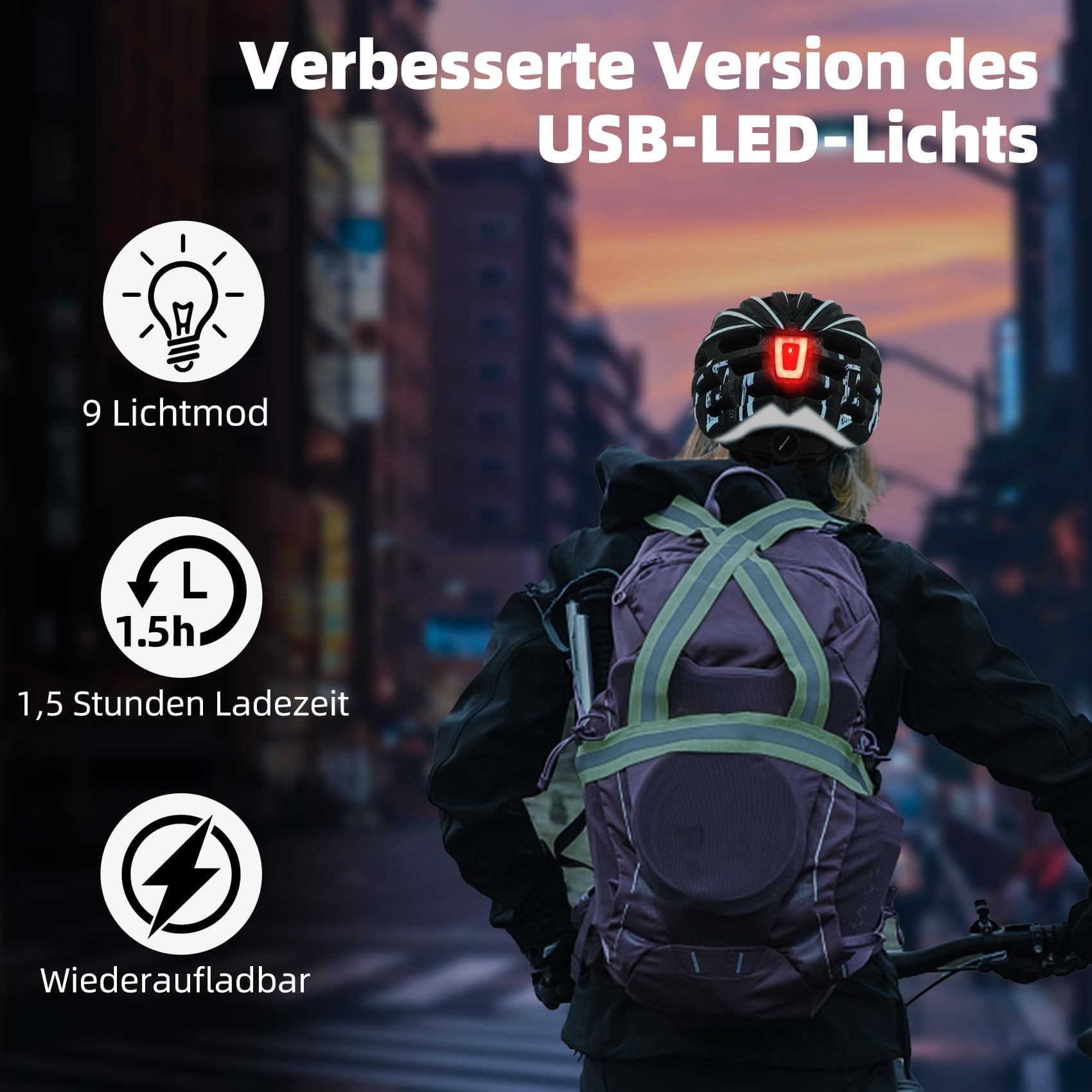 KINGLEAD Fahrradhelm für Herren & Damen - Fahrradhelm mit Magnetischem Brille und USB-Aufladung LED Licht, Leichte Verstellbare Stylisch Radfahren Mountainbike Helm,57-62 cm