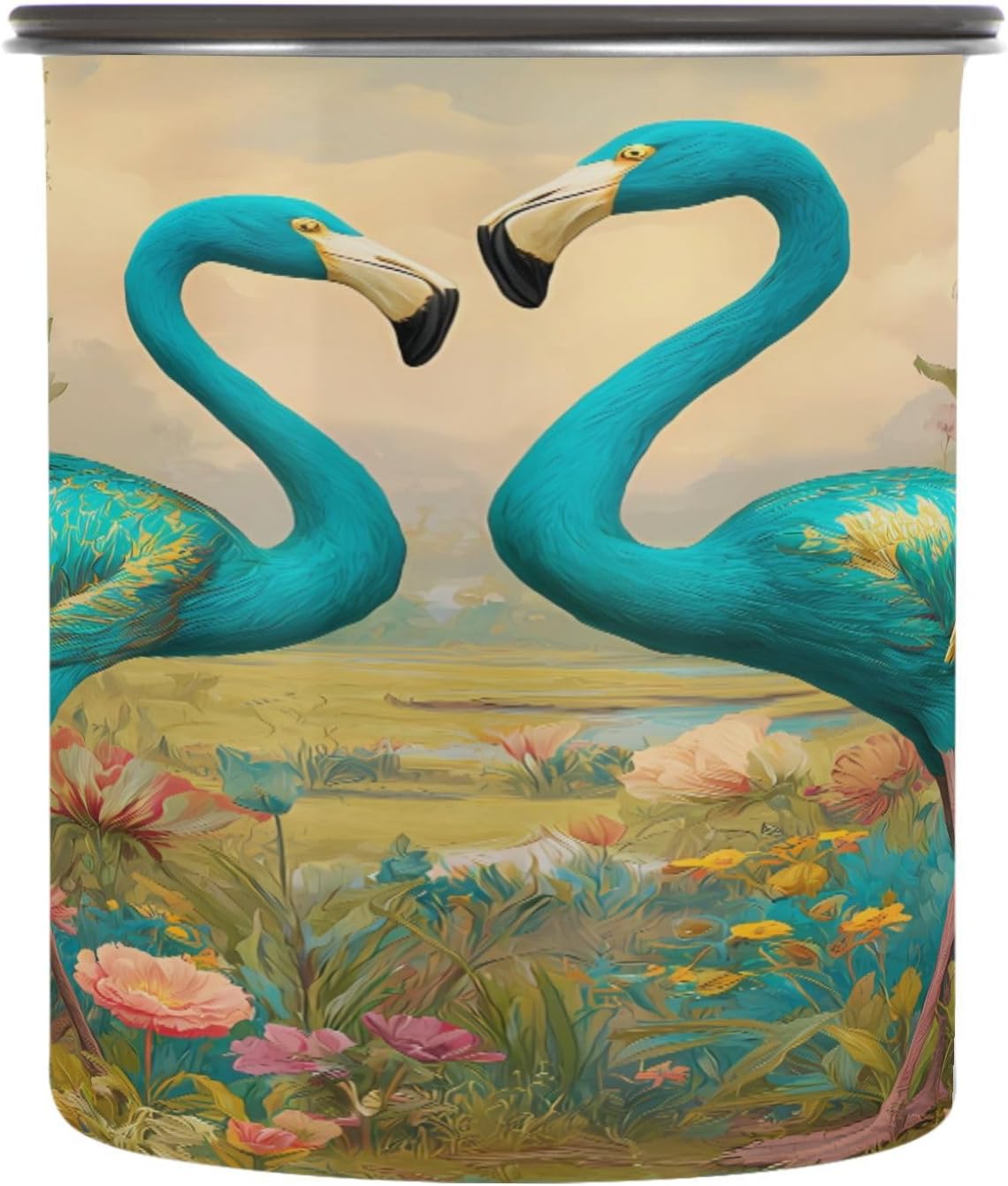 Dispensador de Alimentos ALAZA Flamenco Verde 30 oz para Café, Té, Azúcar