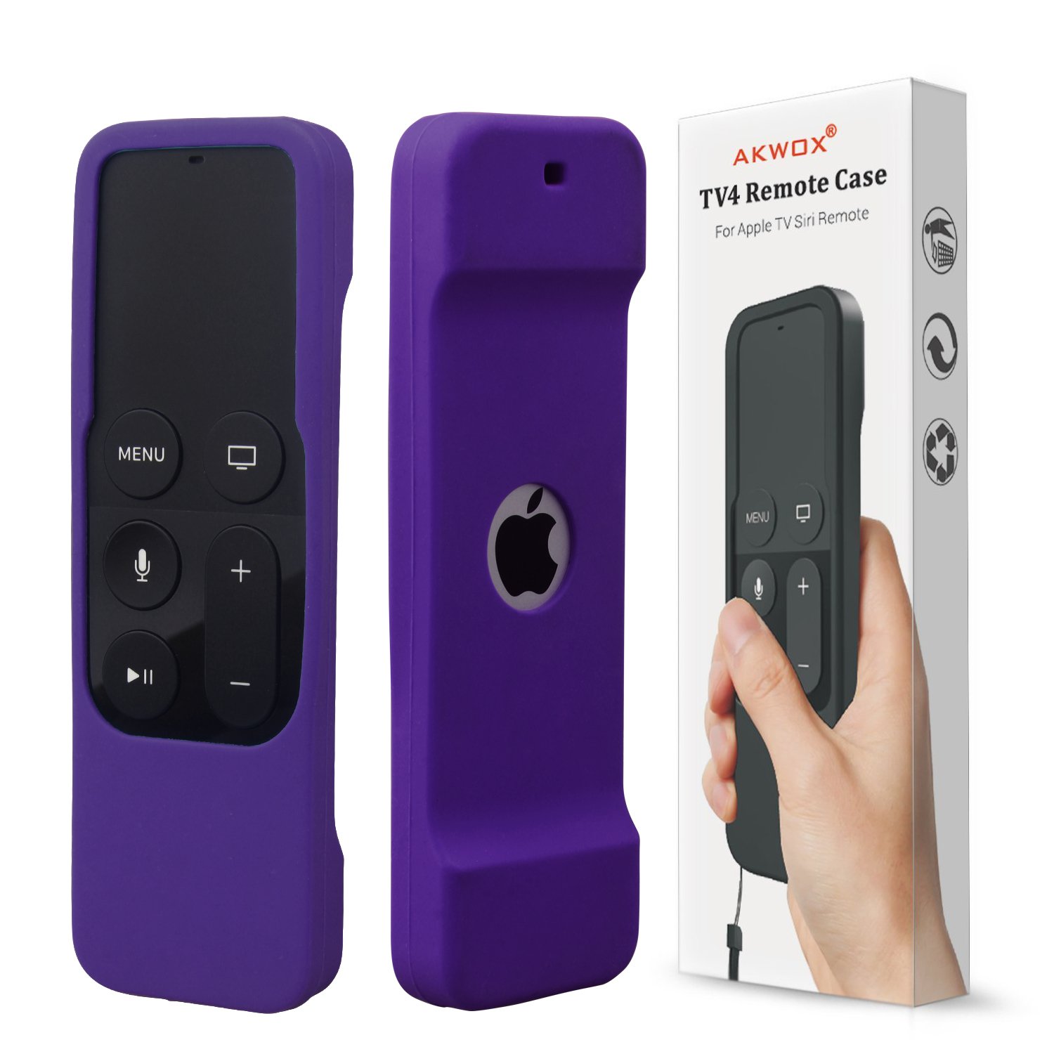 AKWOX Protective Case for Apple TV 4K / 4th Gen Remote - Light Weight [Anti Slip] Shock Proof Silicone Cover for Apple TV 4K Siri Remote Controller with Lanyard (Navy)