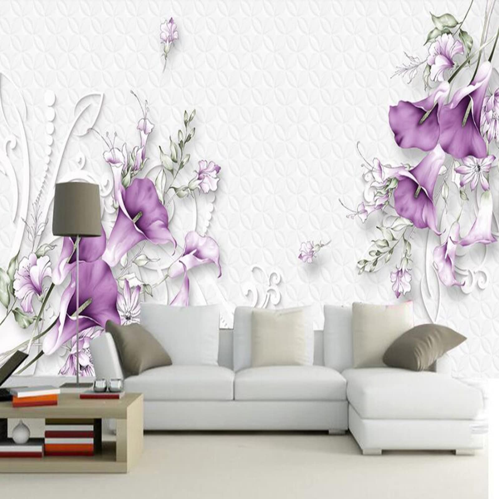 Papier peint personnalisé 3D fleurs violettes fresque murale rêve de calla