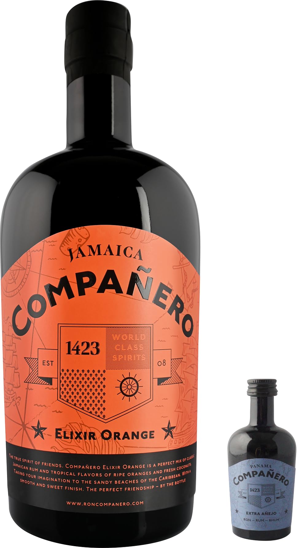 Compañero Ron Elixir Orange 40% Vol. 0,7L – inkl. Miniatur Compañero Panama