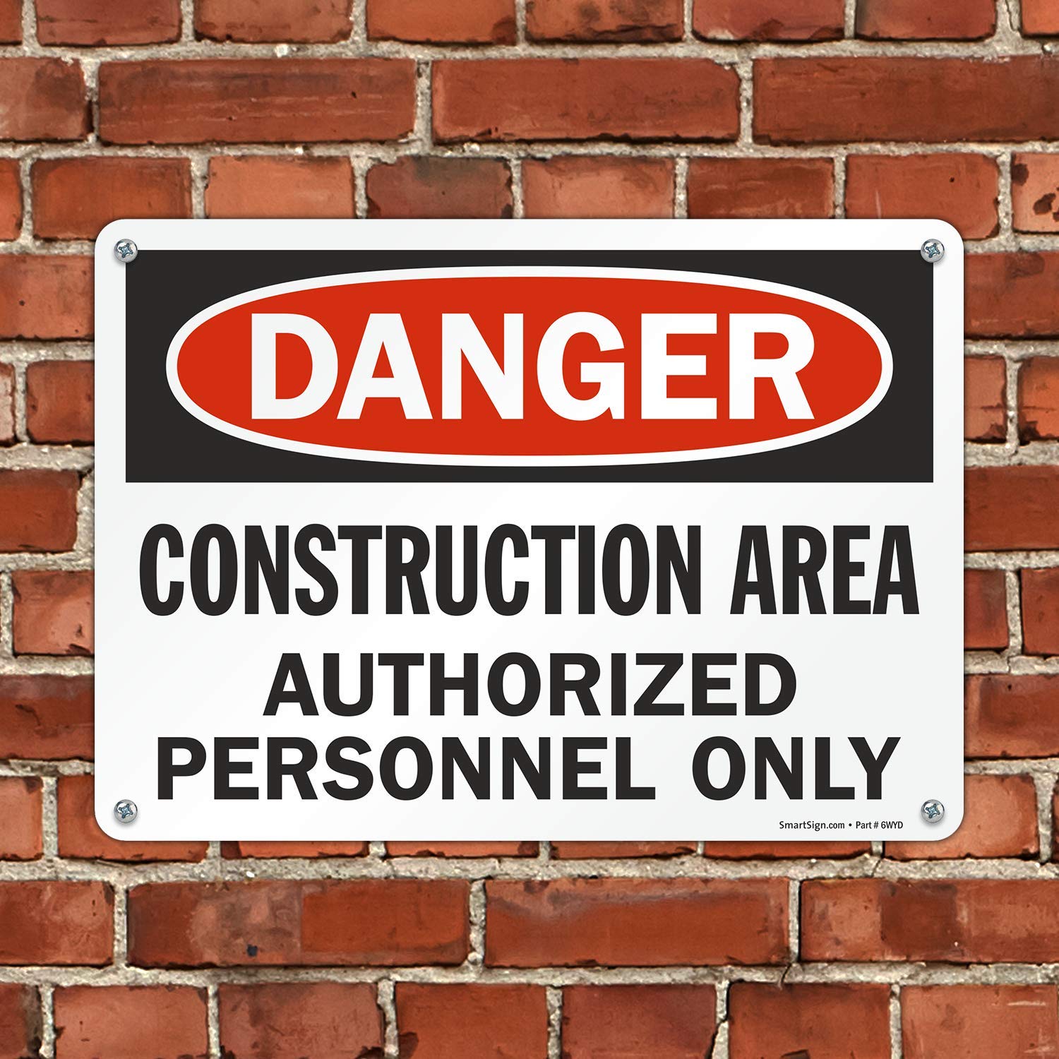 SmartSign - U9-1369-NP_10x14 "Danger - Construction Area, Authorized Personnel Only" Sign | 10" x 14" Plastic Black/Red on White — Amazon image 4