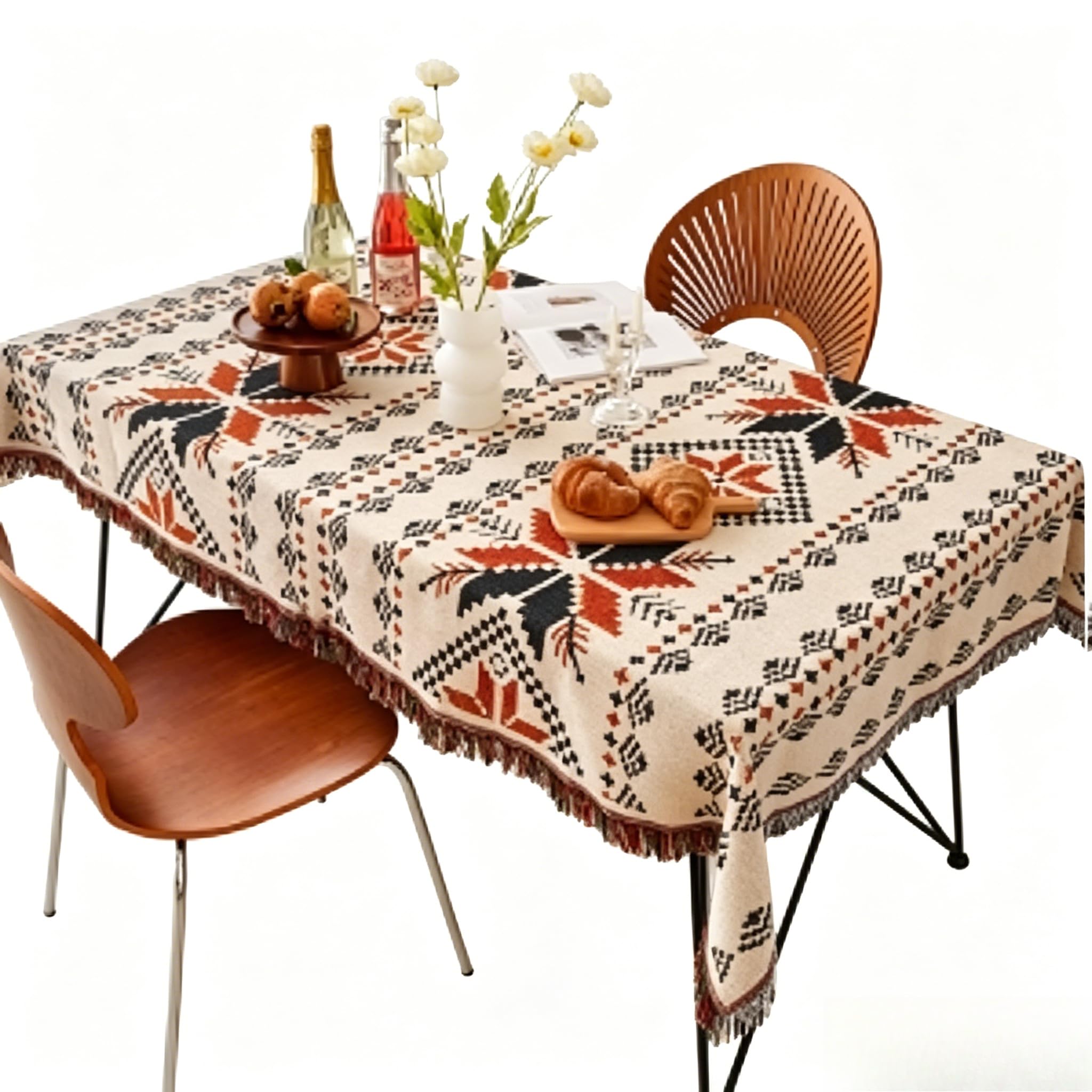 EDWNAS Waterproof Oilproof Coffee Table Tablecloth (orange maple,90x210cm)