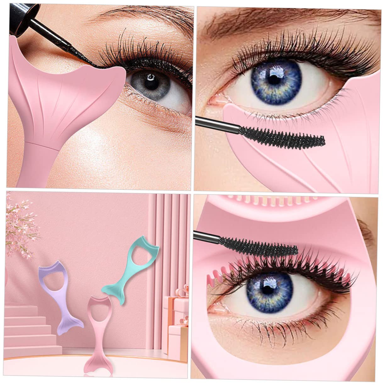 minkissy 6 pinceles de rímel, delineador de ojos, plantillas moldeadoras para niñas, delineador de ojos de silicona, herramienta de guía de delineador de ojos, herramientas de maquillaje para ojos,