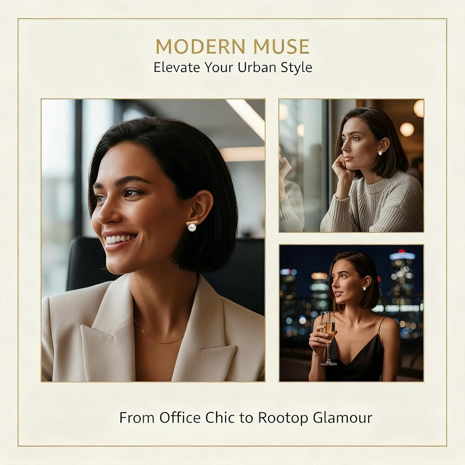 Sonateomber Pearl Stud Earrings for Women, Dainty 14K Gold Plated Trendy Minimalist Cute Post Earring Prom Wedding Everyday Accessories Fashion Jewelry Gift - Image 3